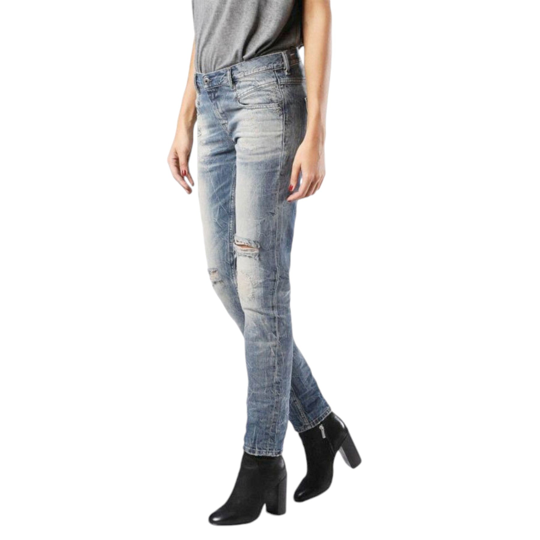 DIESEL BELTHY 0856C Womens Denim Jeans Faded Distressed Regular Slim Straight