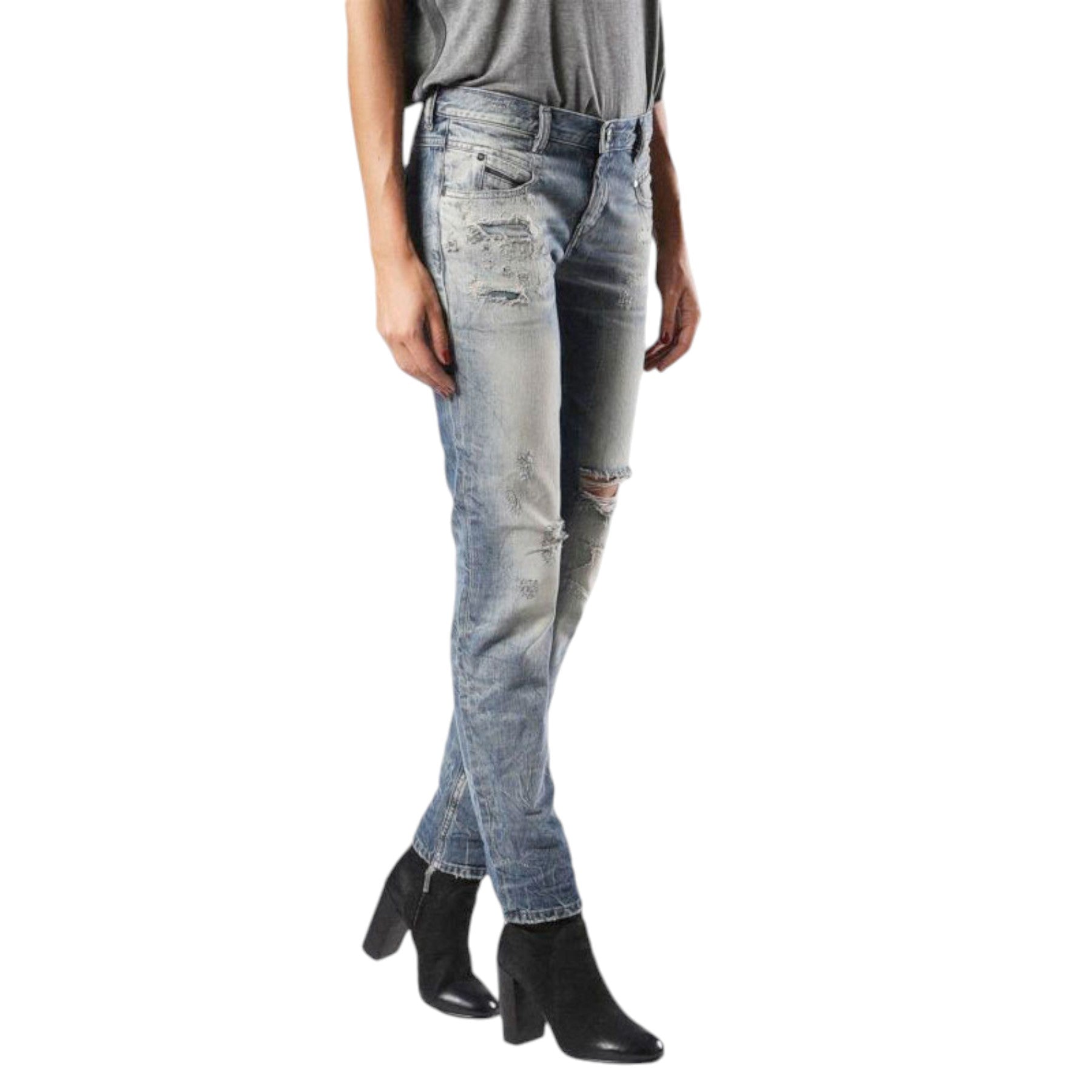 DIESEL BELTHY 0856C Womens Denim Jeans Faded Distressed Regular Slim Straight