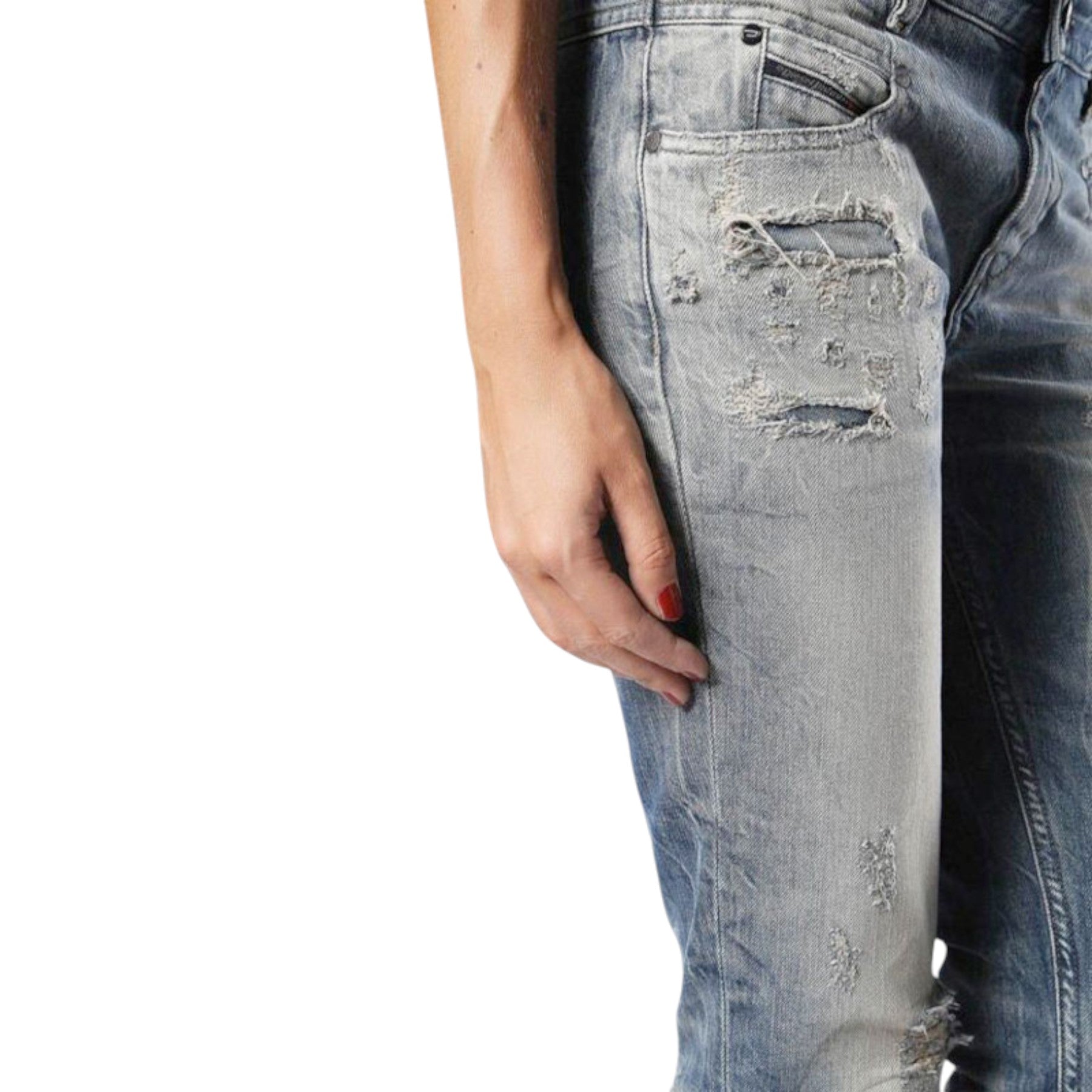 DIESEL BELTHY 0856C Womens Denim Jeans Faded Distressed Regular Slim Straight