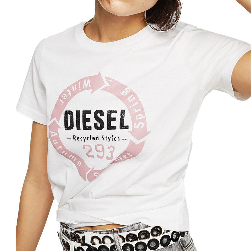 DIESEL T SILY C1 Womens T Shirt Crew Neck Short Sleeves Slim Fit Casual Tops