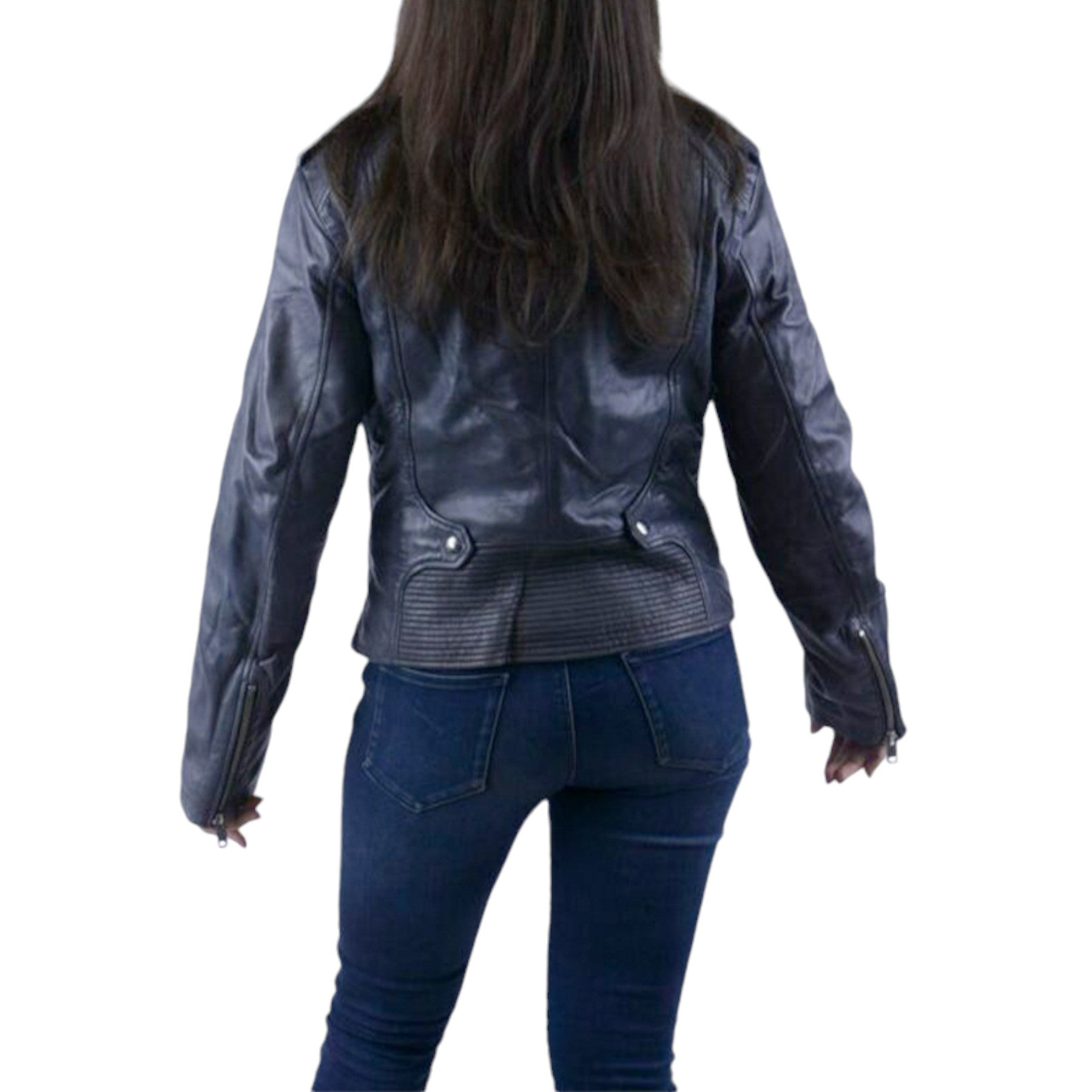 DIESEL L-REVI Womens Genuine Leather Biker Jackets Slim Fit Zipper Classic Coat