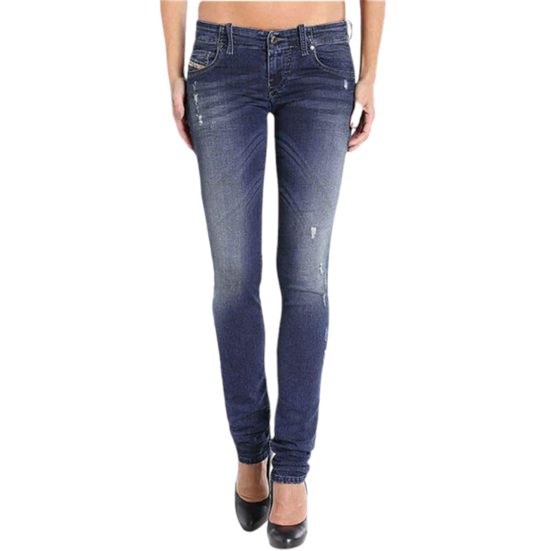 DIESEL GRUPEE NE 0662L Womens Denim Sweat Jogg Jeans Stretch Super Slim Skinny