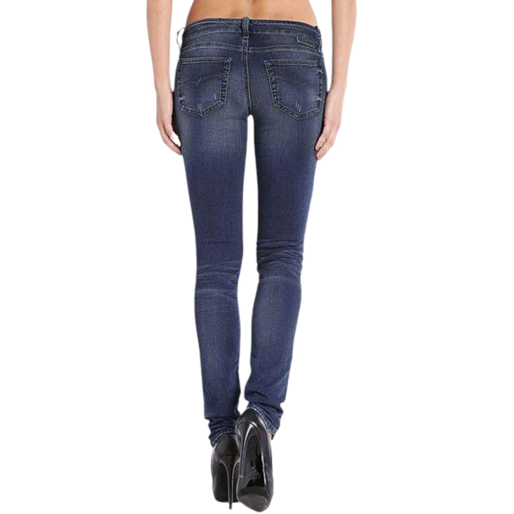 DIESEL GRUPEE NE 0662L Womens Denim Sweat Jogg Jeans Stretch Super Slim Skinny