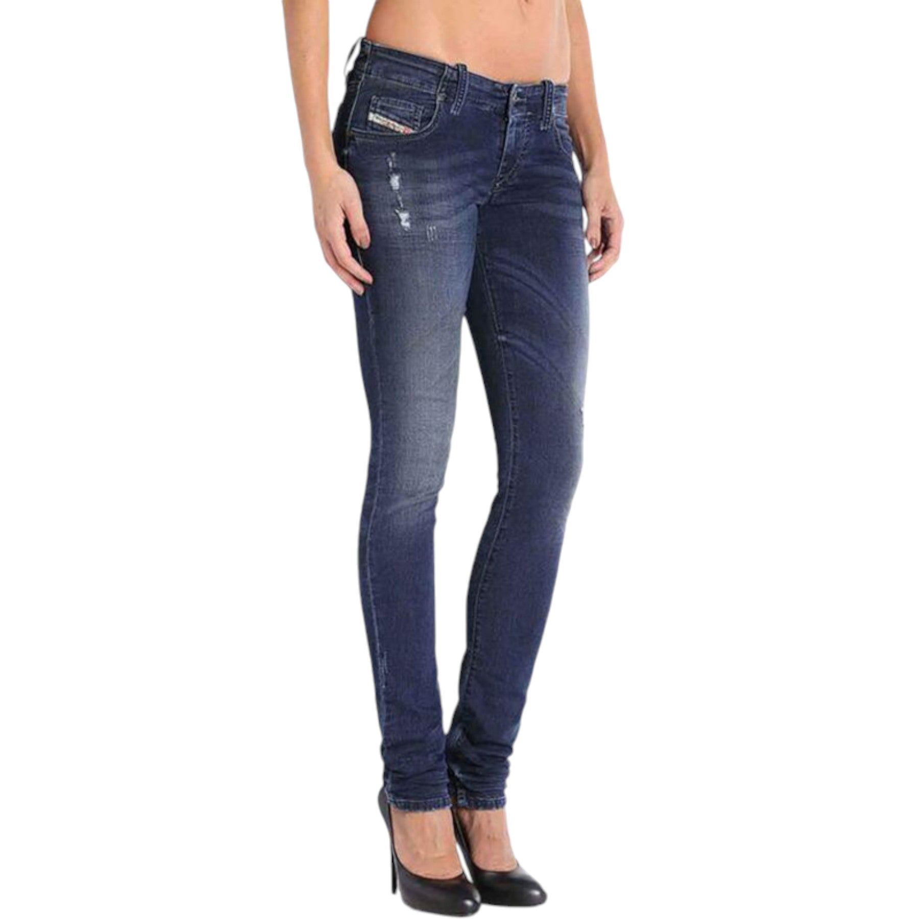 DIESEL GRUPEE NE 0662L Womens Denim Sweat Jogg Jeans Stretch Super Slim Skinny