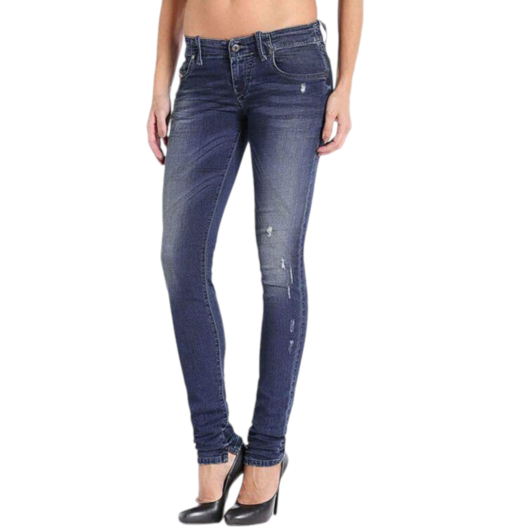 DIESEL GRUPEE NE 0662L Womens Denim Sweat Jogg Jeans Stretch Super Slim Skinny