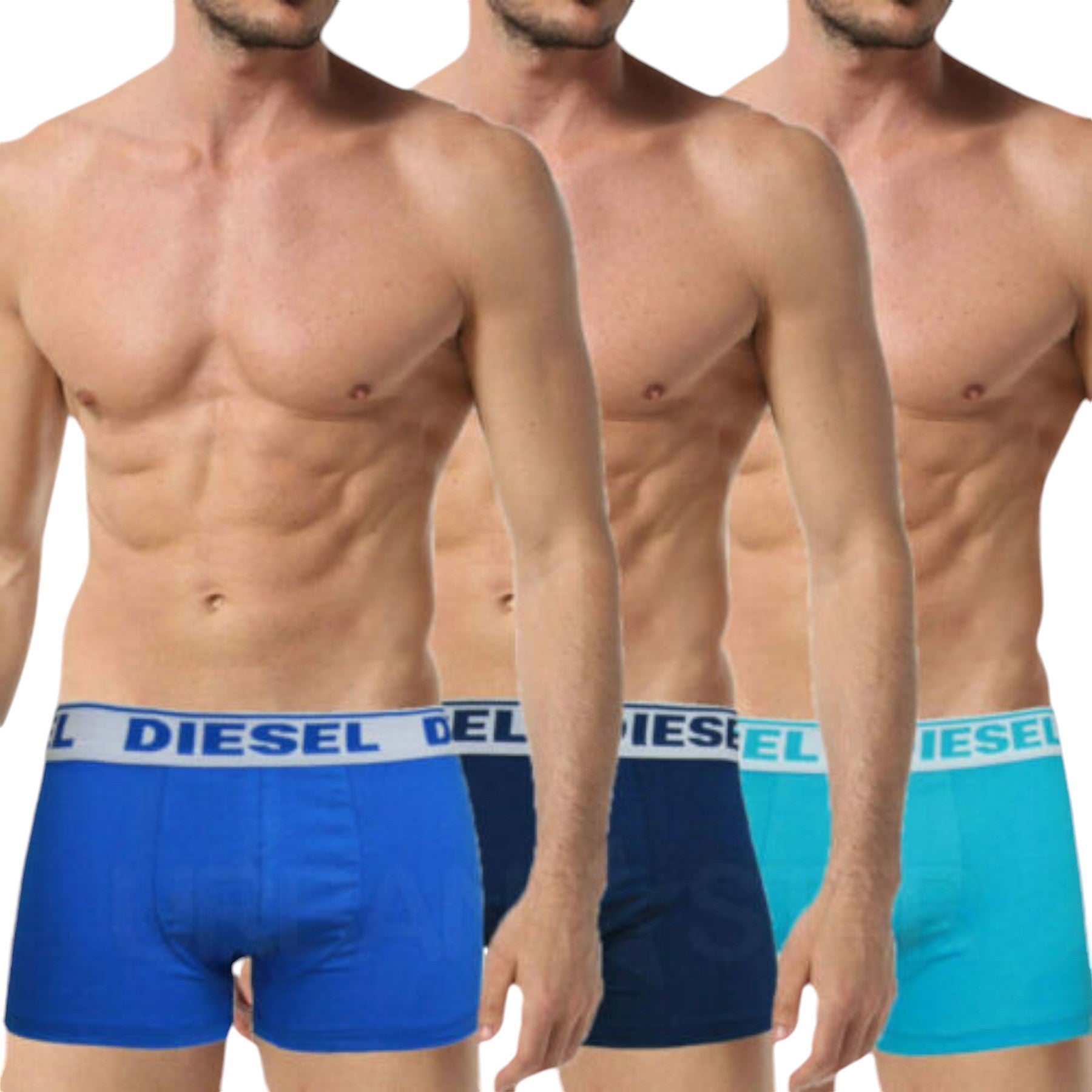 DIESEL Fresh & Bright Mens Boxers Shorts 3X Pack Blue Cotton Underwear S M L XL