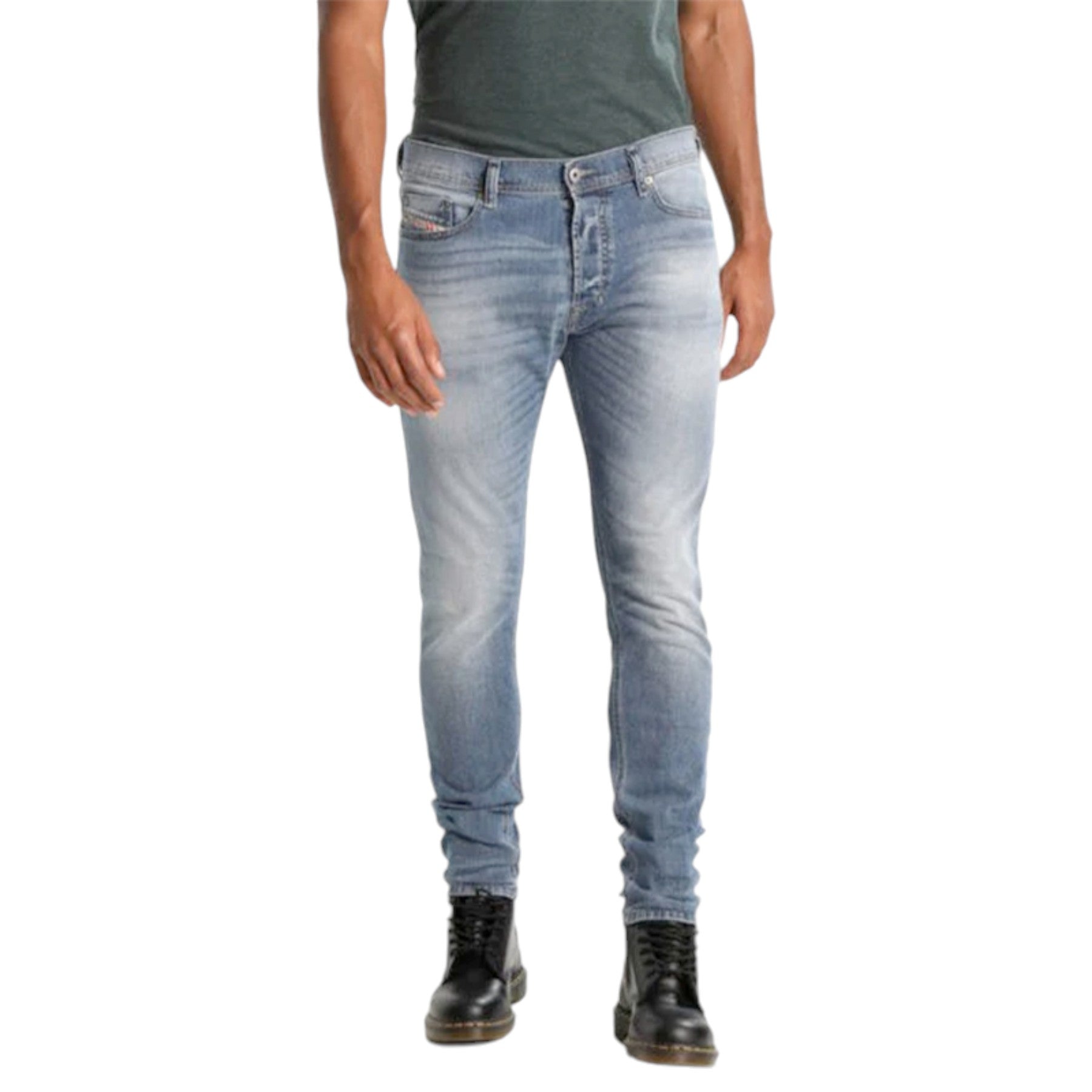 DIESEL TEPPHAR 0842H Mens Denim Jeans Stretch Slim Fit Carrot Denim Blue Pants