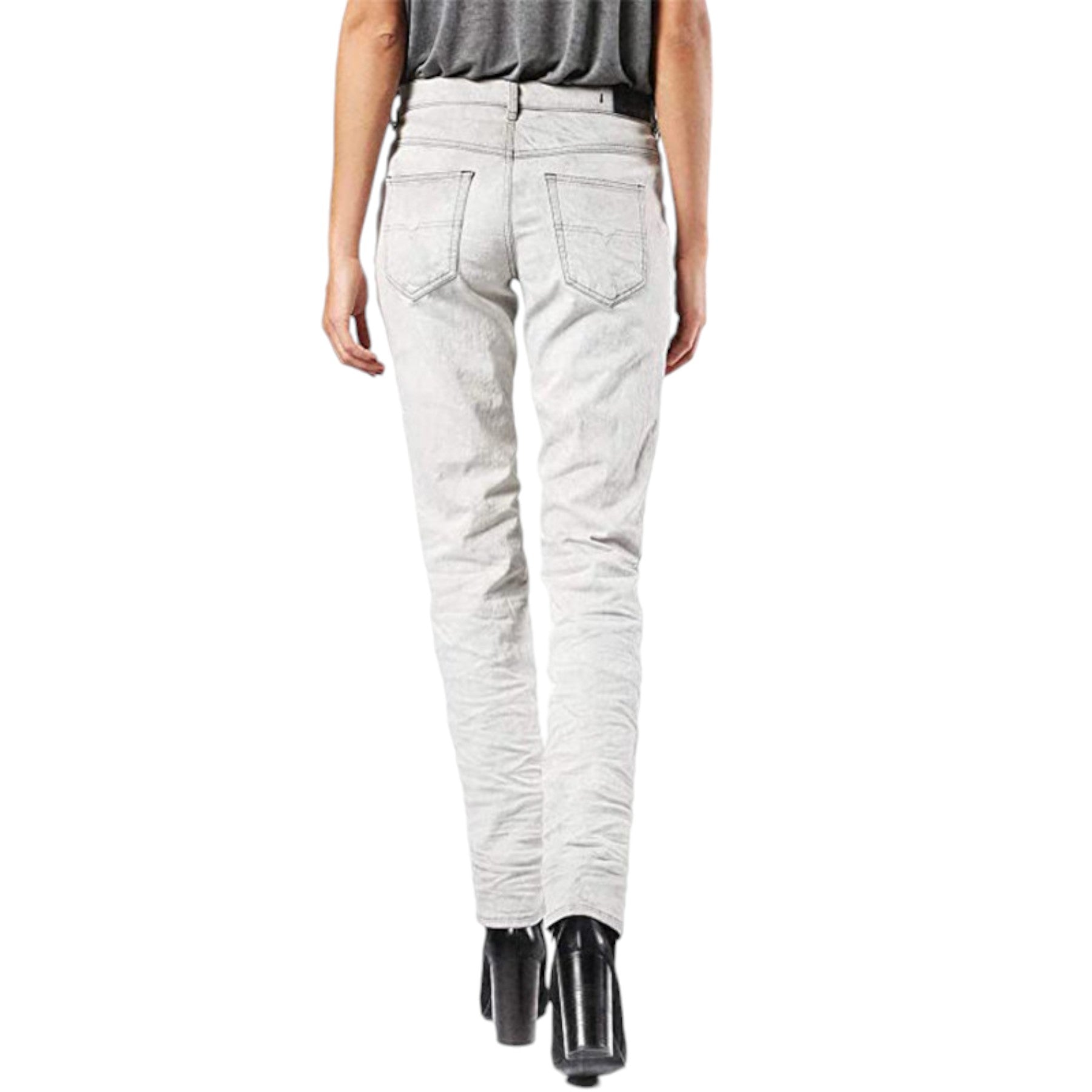 DIESEL BELTHY 0676M Womens Denim Jeans Regular Fit Distressed Straight Leg Pants