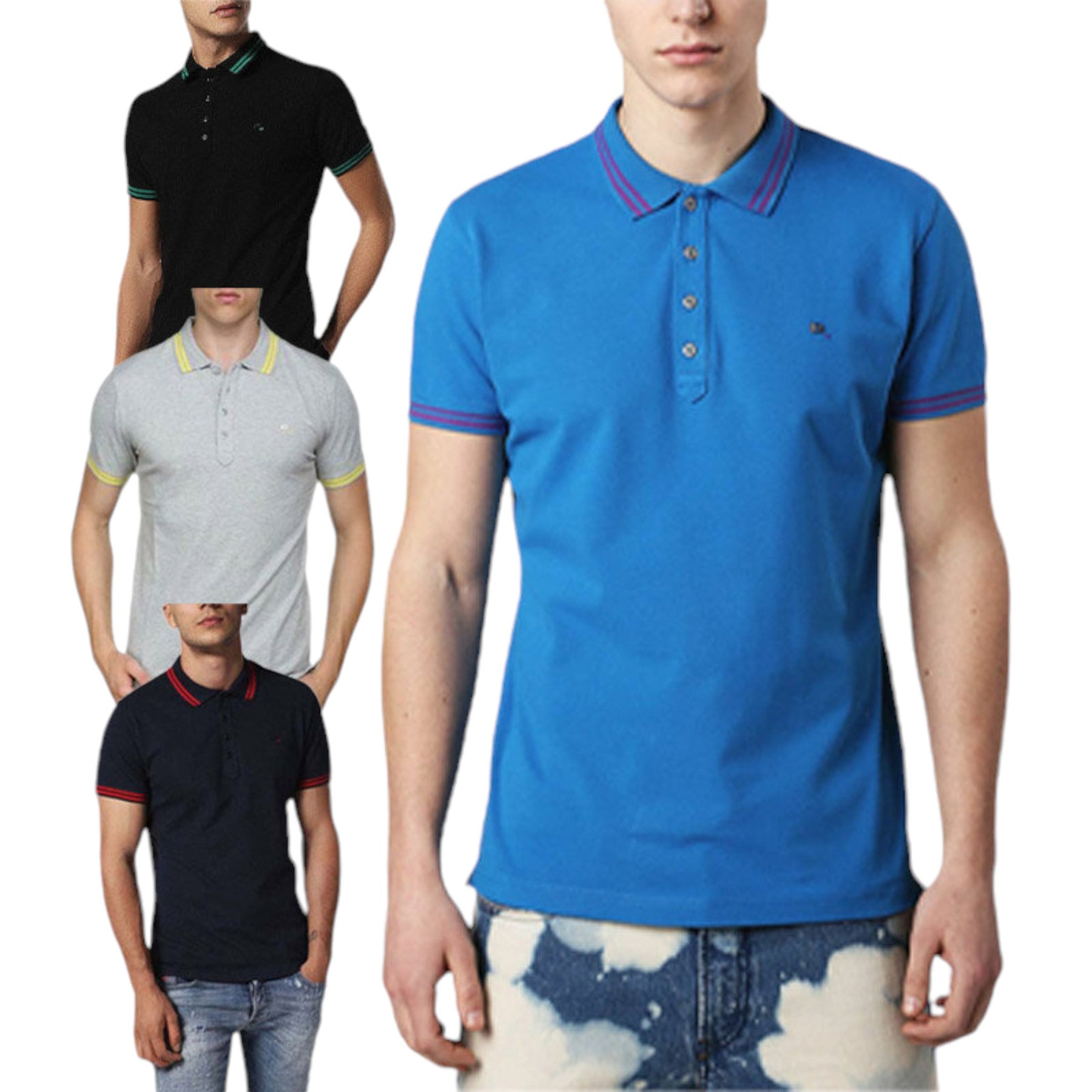 DIESEL T RANDY Mens Polo Shirt Classic Golf T-Shirt Casual Summer Polo Tees