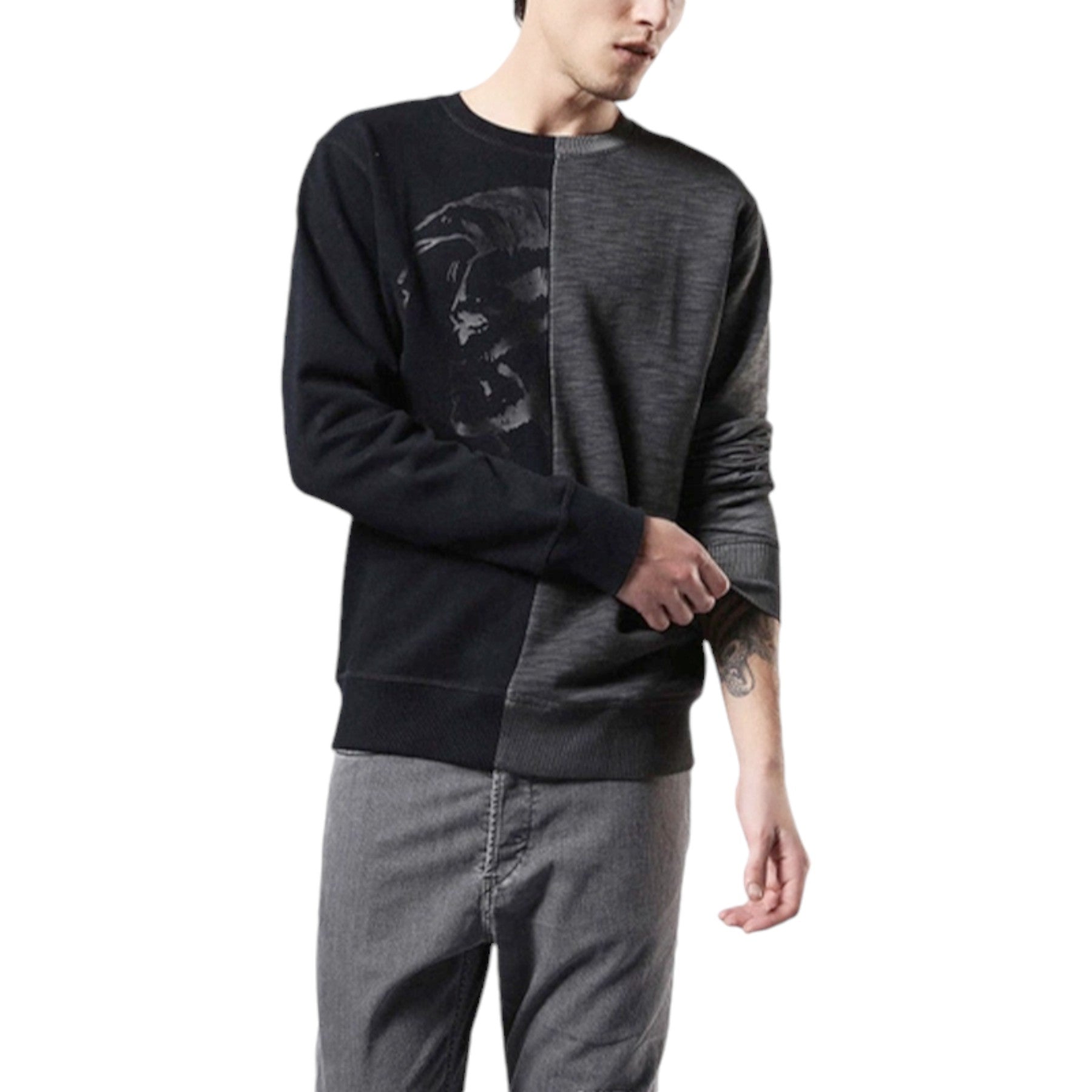 DIESEL S JOE NC FELPA Mens Mohawk Head Sweatshirt Pullover Long Sleeve Jumper