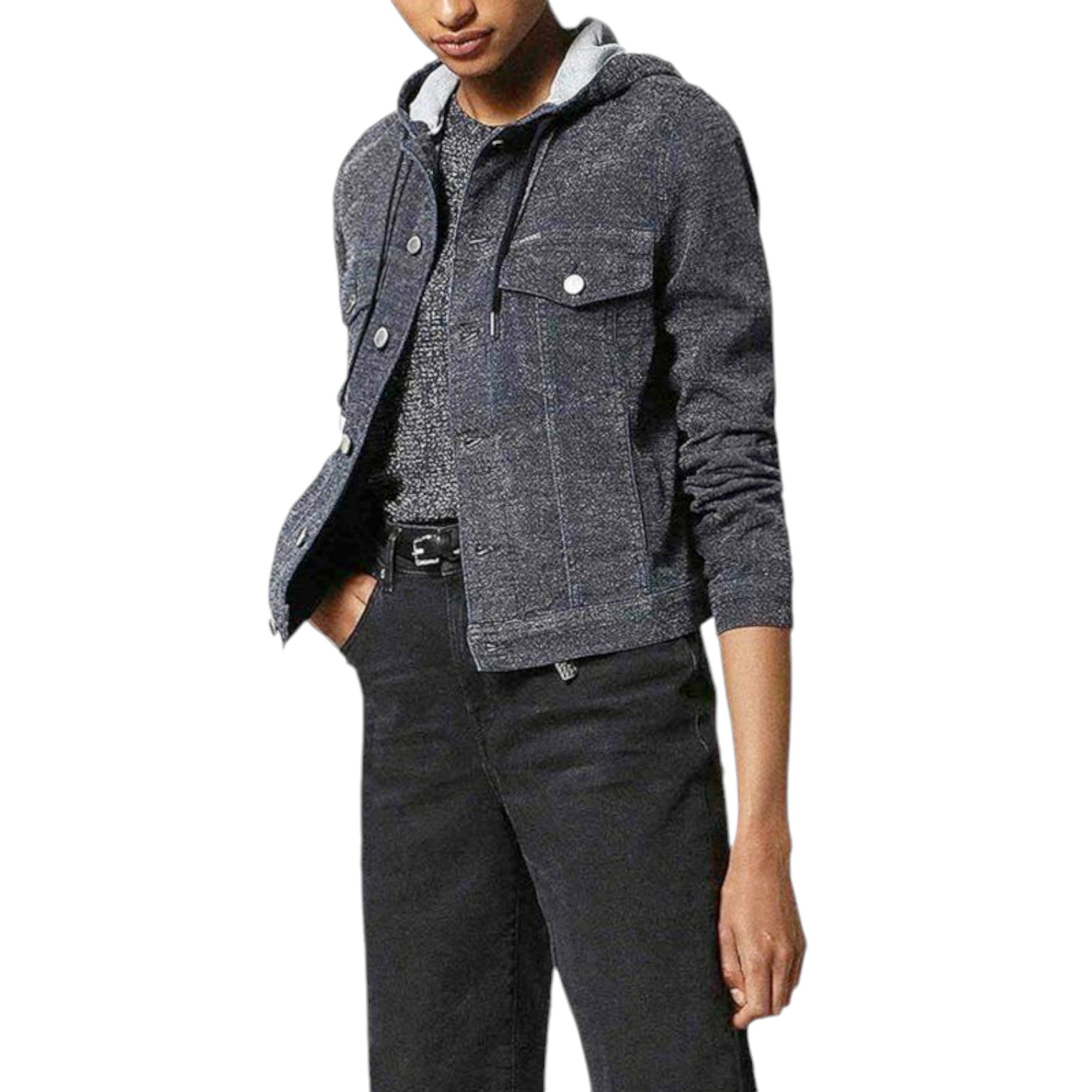 DIESEL LEISY NE VESTE Women Jogg Jeans Jacket Sweat Hooded Winter Outwear Coat