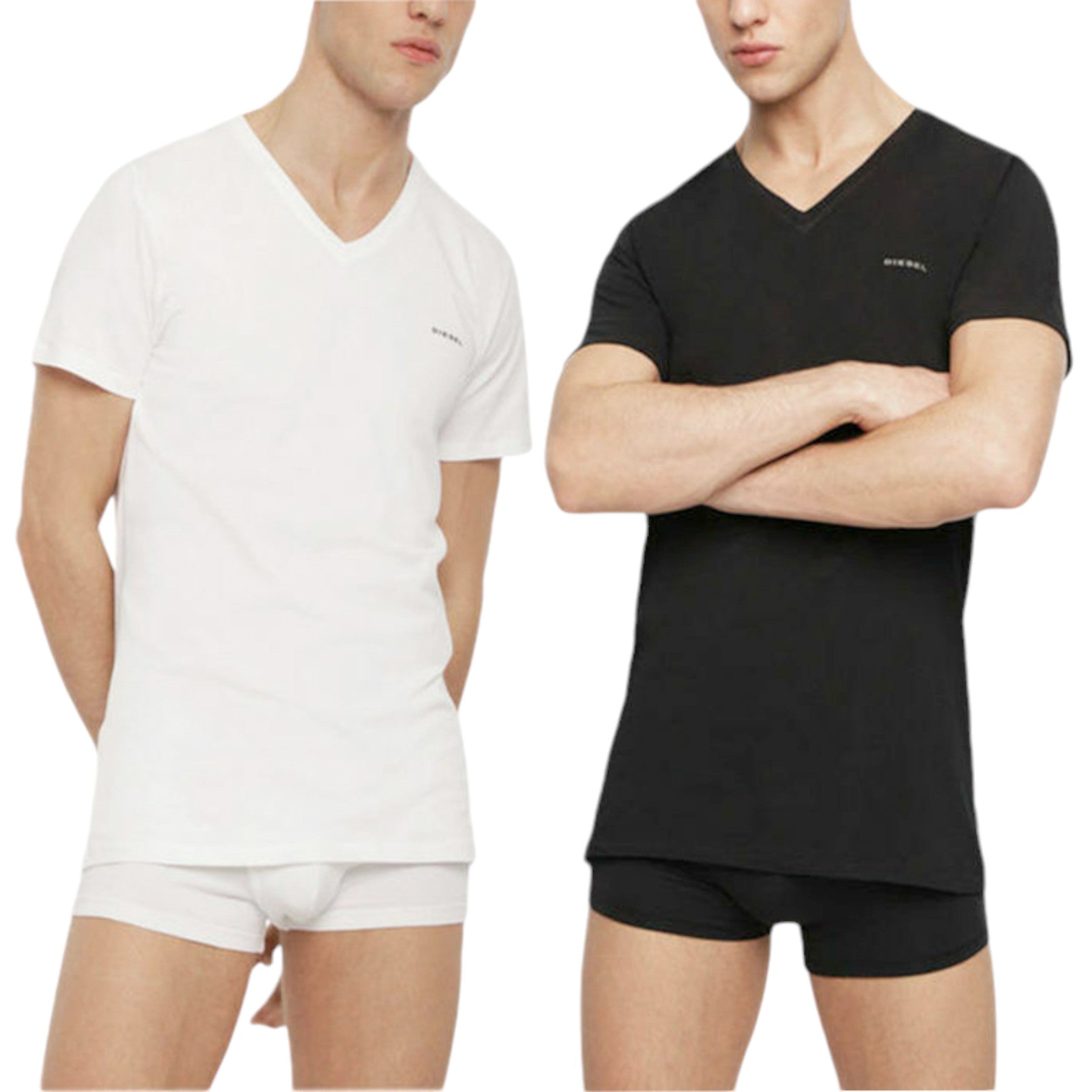 DIESEL UMTEE MICHAEL Mens T Shirt 1x Pack Short Sleeve V Neck Casual Cotton Tees