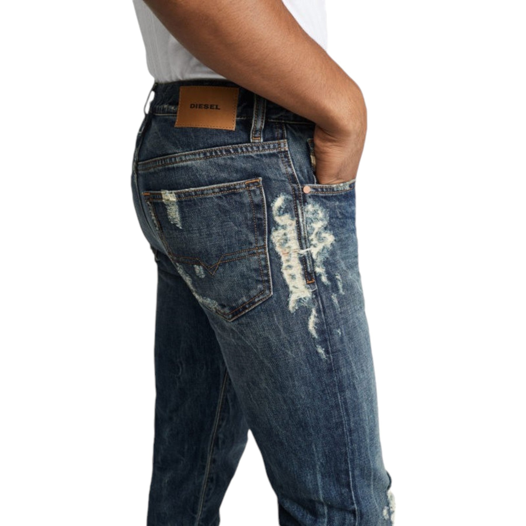 DIESEL MHARKY 084ZM Mens Denim Jeans Distressed Slim Fit Skinny Made In Italy