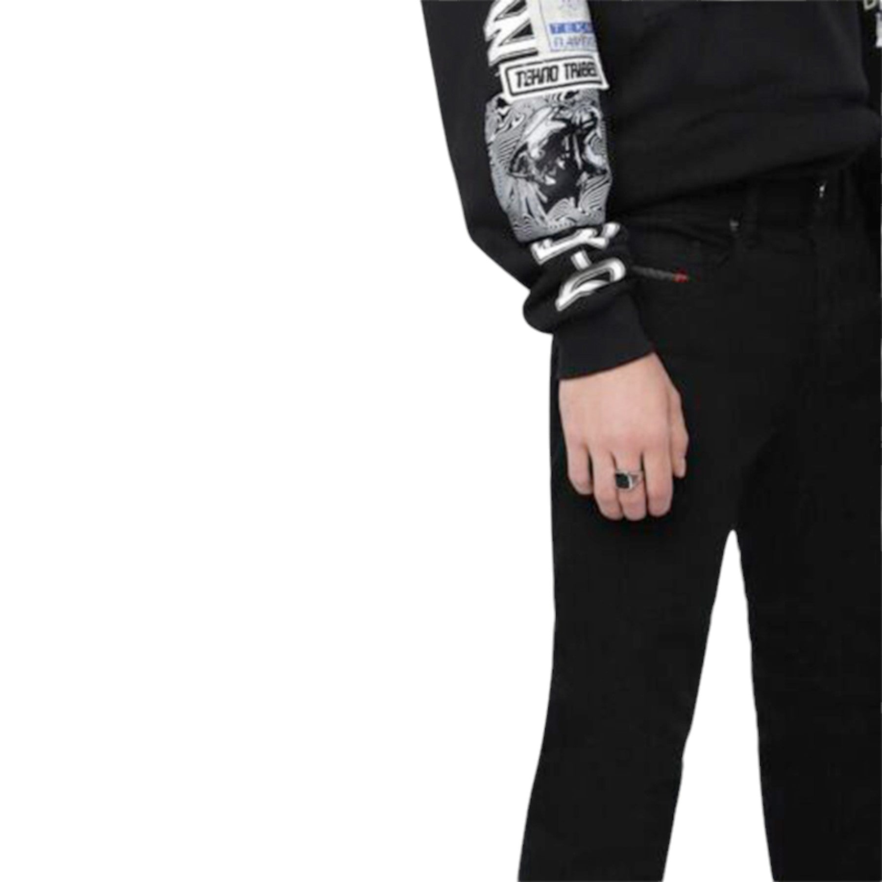 DIESEL THOMMER 069BG Mens Denim Jeans Black Flat Front Slim Fit Casual Skinny