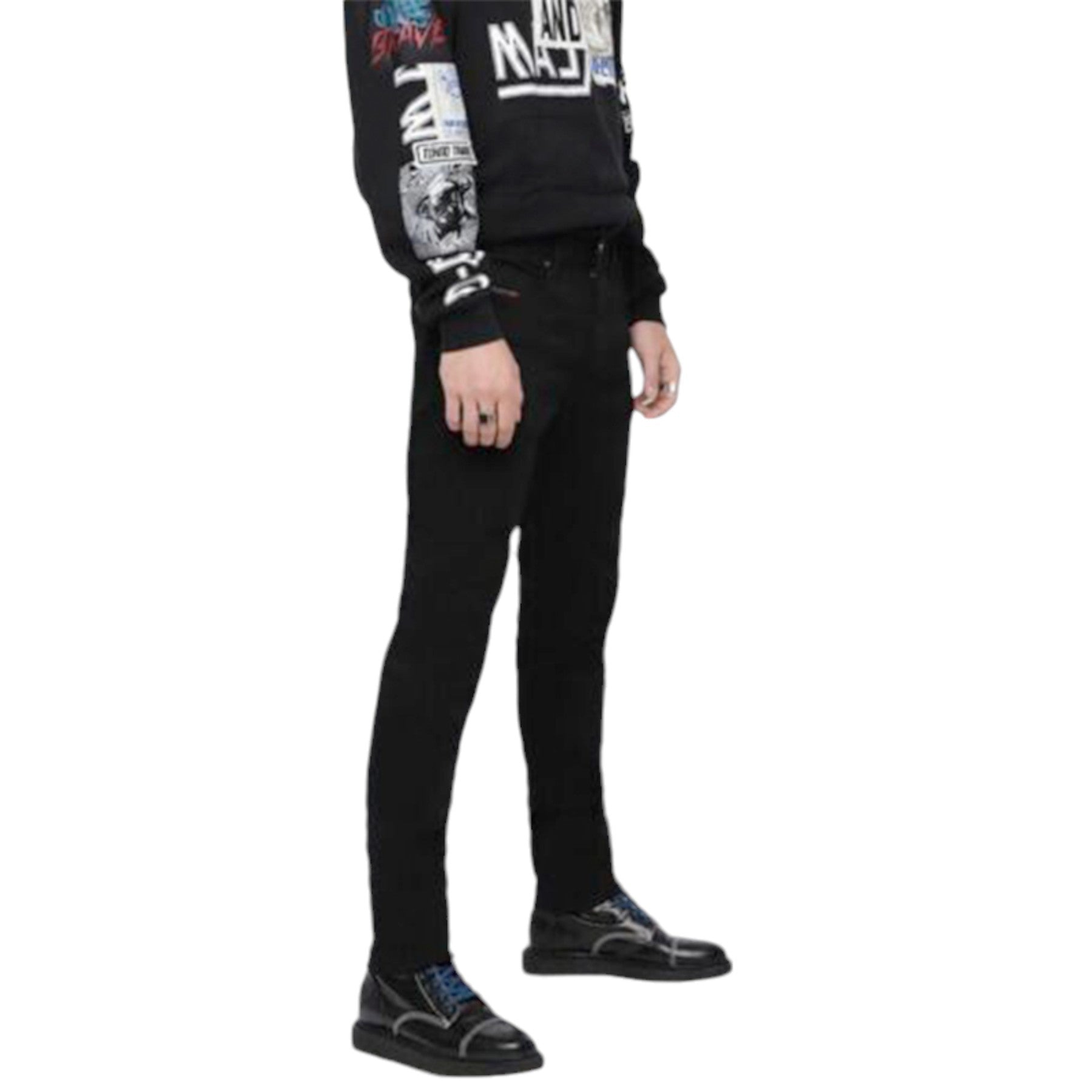 DIESEL THOMMER 069BG Mens Denim Jeans Black Flat Front Slim Fit Casual Skinny