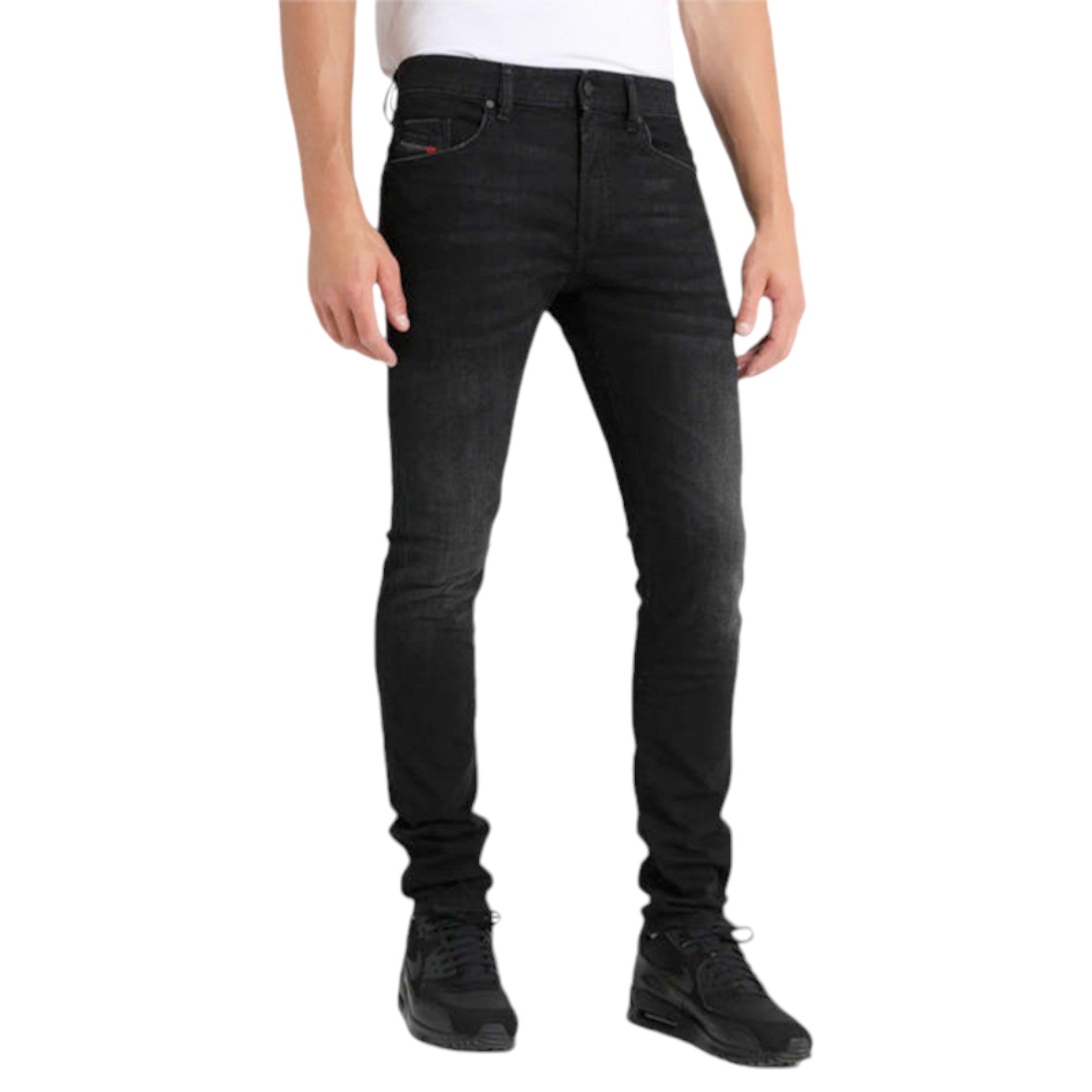 DIESEL THOMMER 069BG Mens Denim Jeans Black Flat Front Slim Fit Casual Skinny