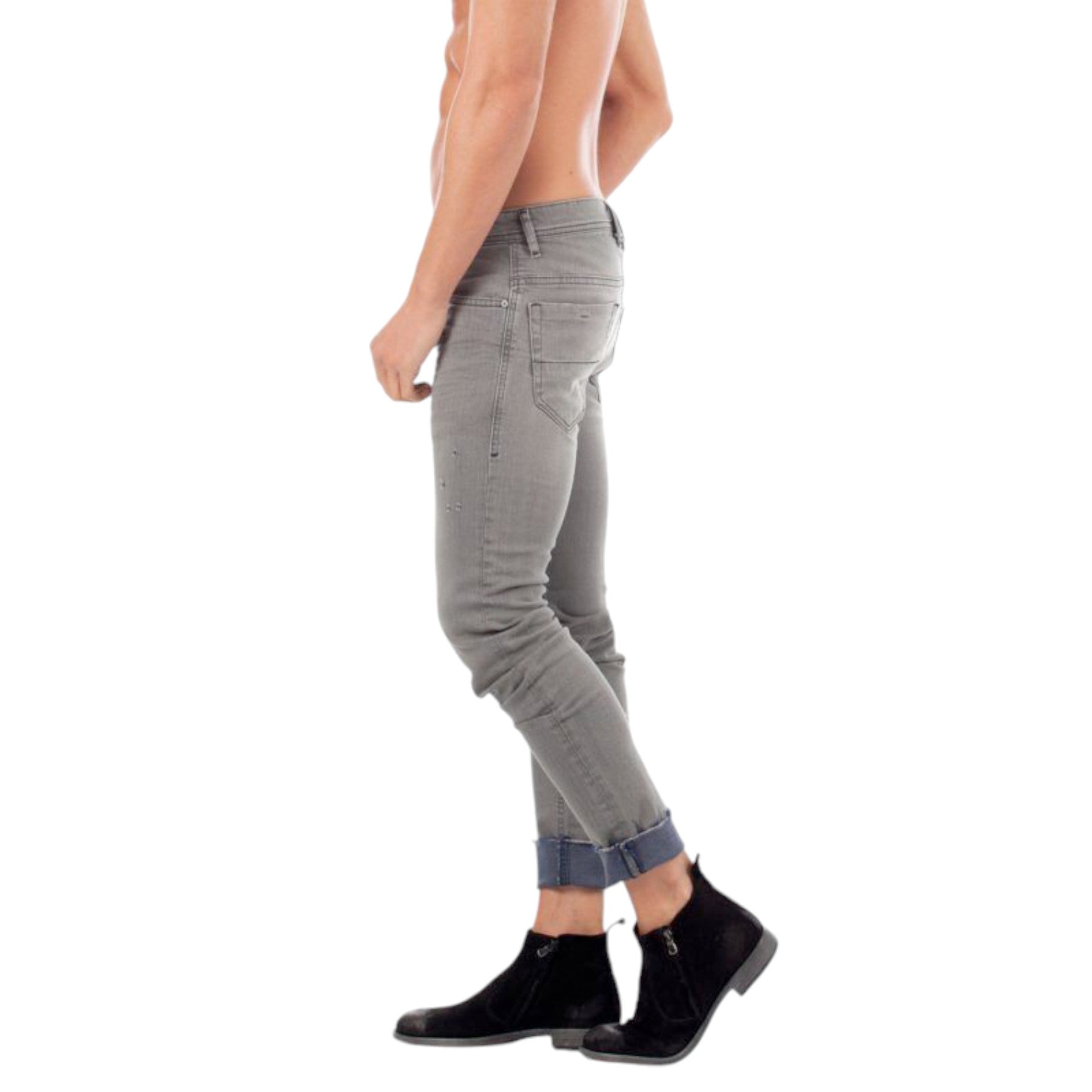 DIESEL THOMMER 084JT Mens Denim Jeans Distressed Slim Fit Skinny Grey Mid Denim