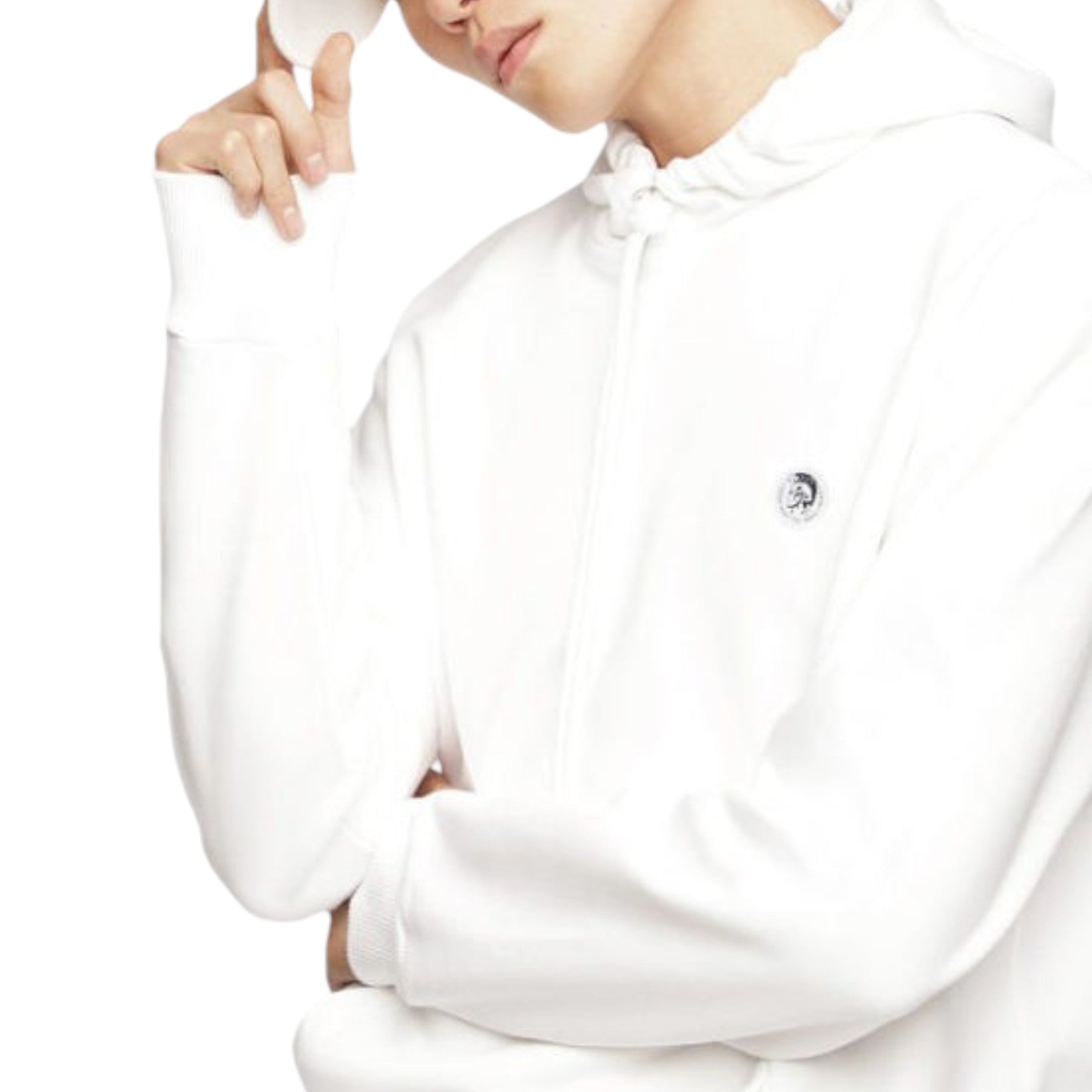 DIESEL S AFTER FELPA Mens Hoodie Pullover Hooded Sweatshirt Lounge Wear White