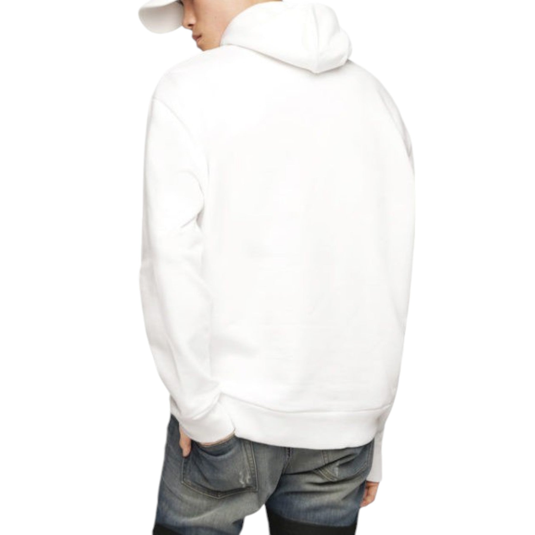 DIESEL S AFTER FELPA Mens Hoodie Pullover Hooded Sweatshirt Lounge Wear White