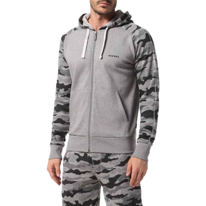 DIESEL BRIANZ Mens Zipped Hoodie Camoufludge Hooded Casual Sweatshirts Tops