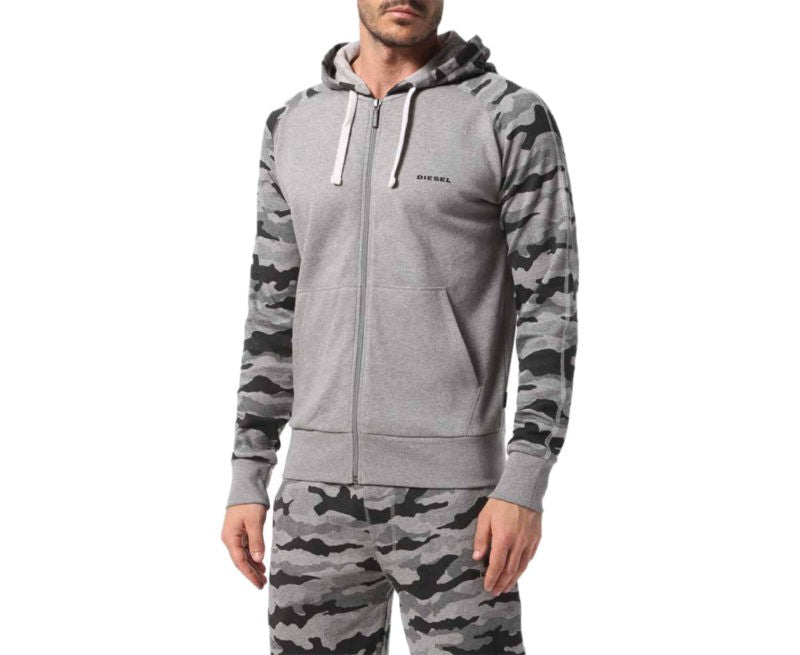 DIESEL BRIANZ Mens Zipped Hoodie Camoufludge Hooded Casual Sweatshirts Tops