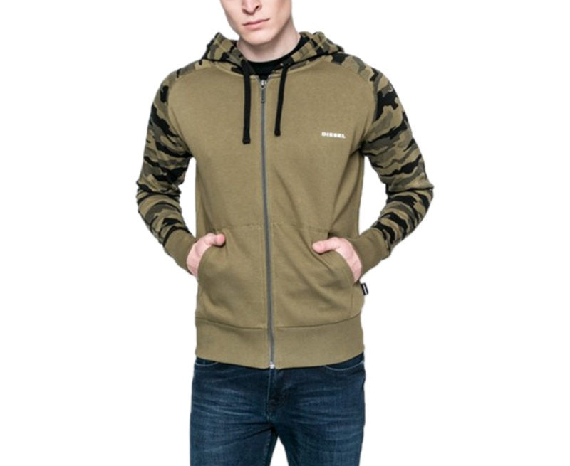 DIESEL BRIANZ Mens Zipped Hoodie Camoufludge Hooded Casual Sweatshirts Tops