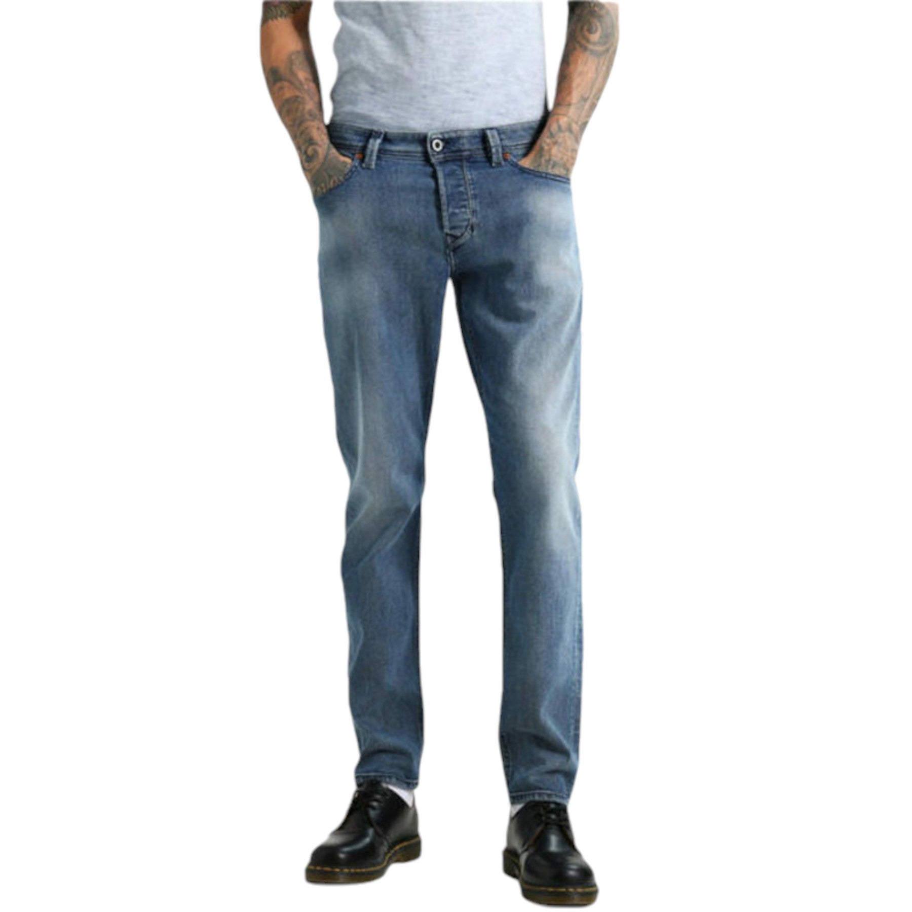 DIESEL LARKEE BEEX 084RB Mens Denim Jeans Lyocell Plain Regular Fit Tapered D Outlet