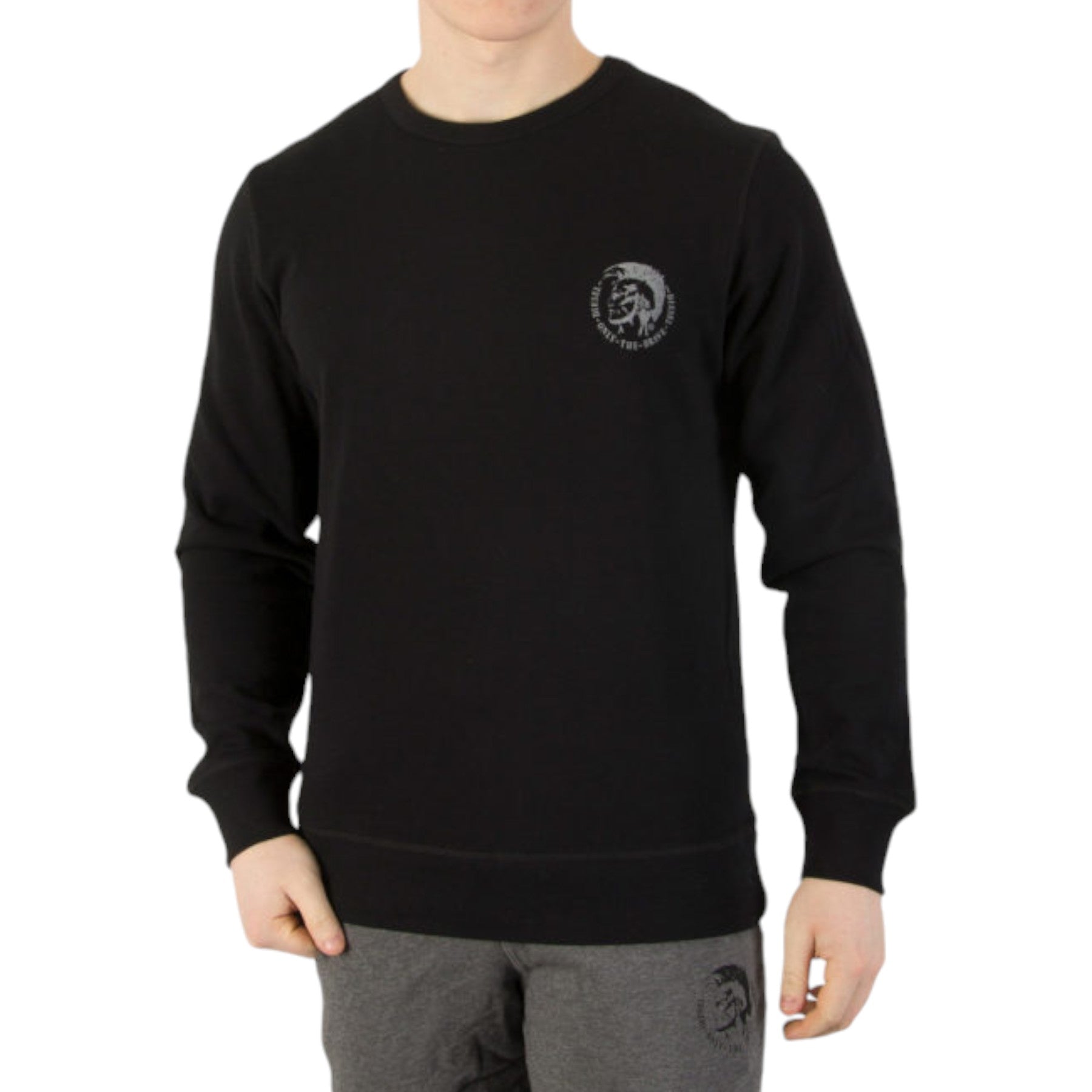 DIESEL UMLT WILLY Mens Sweatshirt Long Sleeve Pullover Jumper Cotton Lounge Wear
