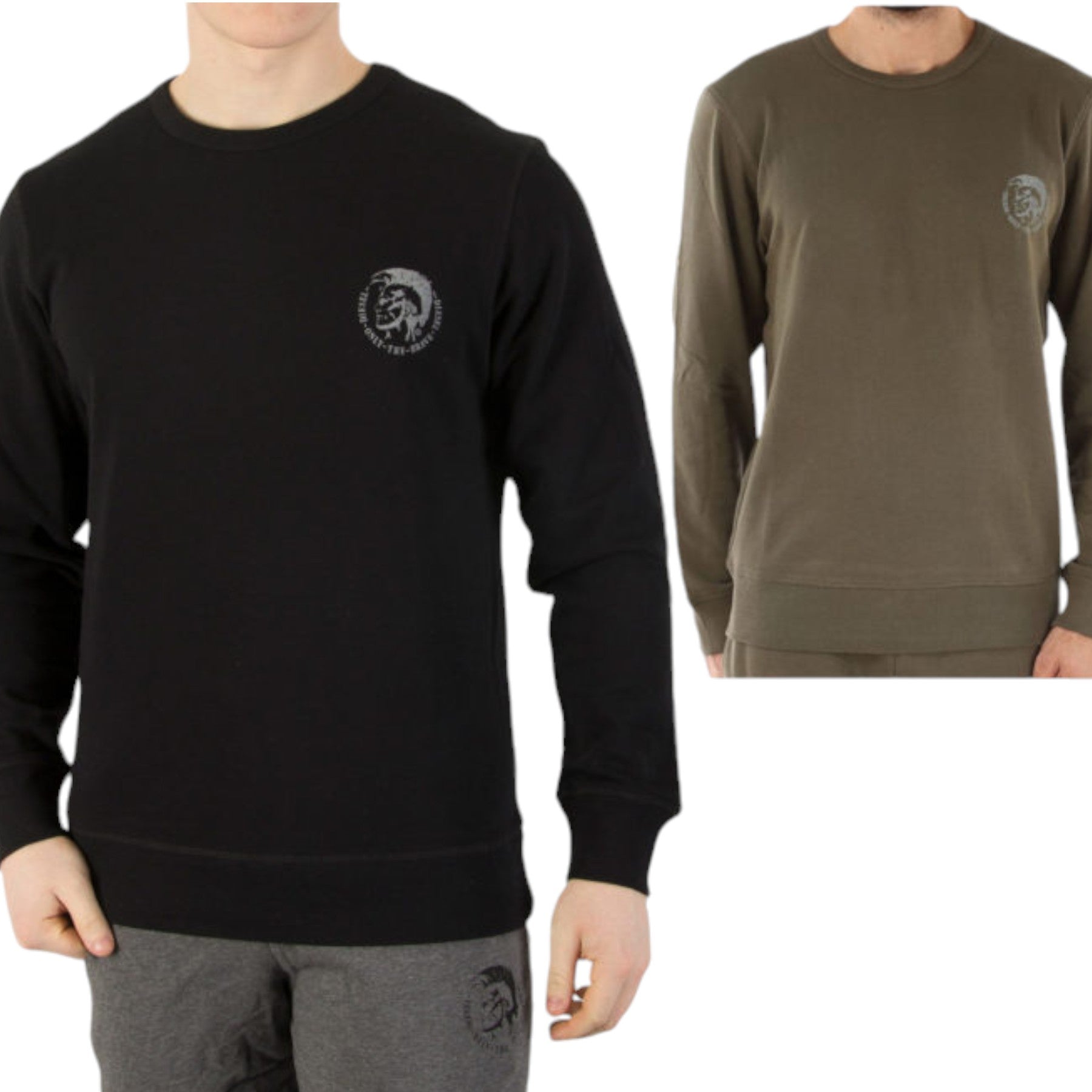 DIESEL UMLT WILLY Mens Sweatshirt Long Sleeve Pullover Jumper Cotton Lounge Wear