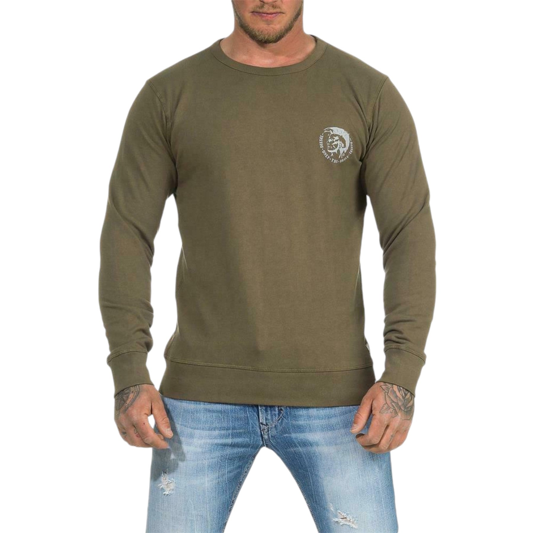 DIESEL UMLT WILLY Mens Sweatshirt Long Sleeve Pullover Jumper Cotton Lounge Wear