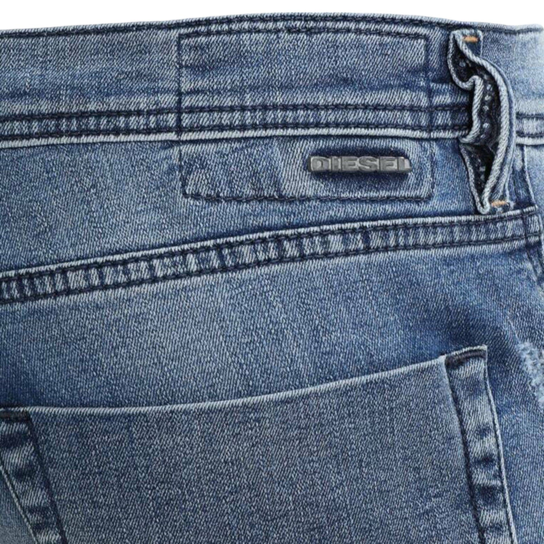 DIESEL TEPPHAR 084QS Mens Denim Blue Jeans Distressed Stretch Slim Carrot  Fit