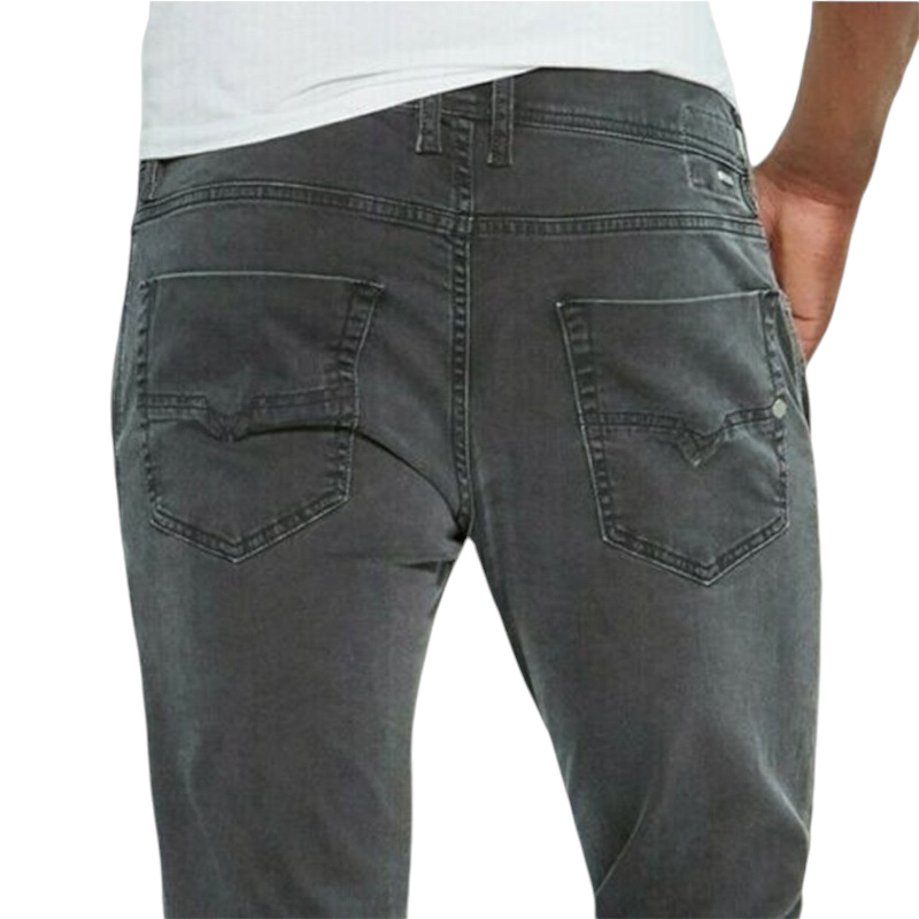DIESEL KAKEE XP R99P6 Mens Denim Jeans Stretch Cotton Slim Fit Carrot Grey