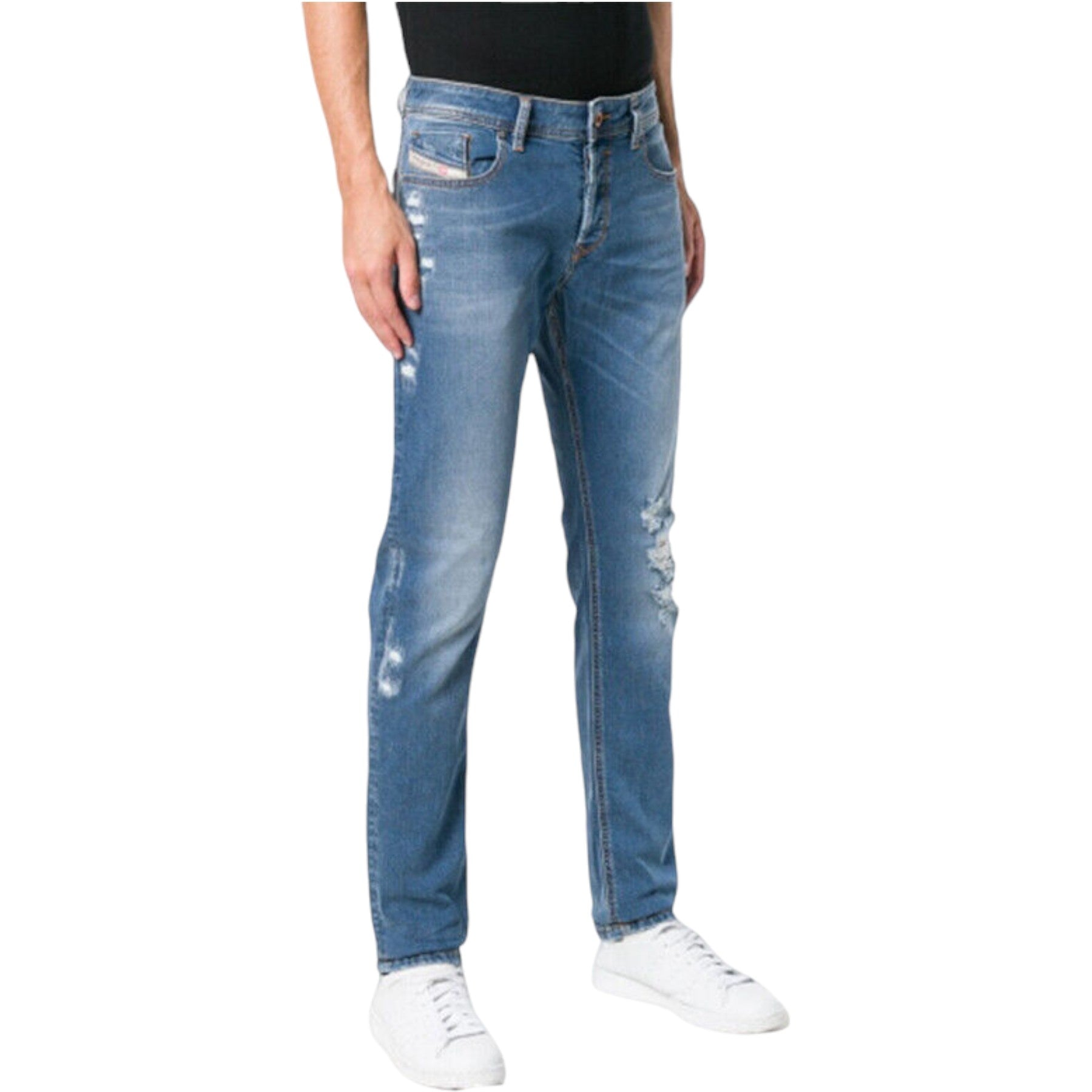 DIESEL SLEENKER 085AH Mens Denim Jeans Distressed Lyocell Stretch Slim Skinny
