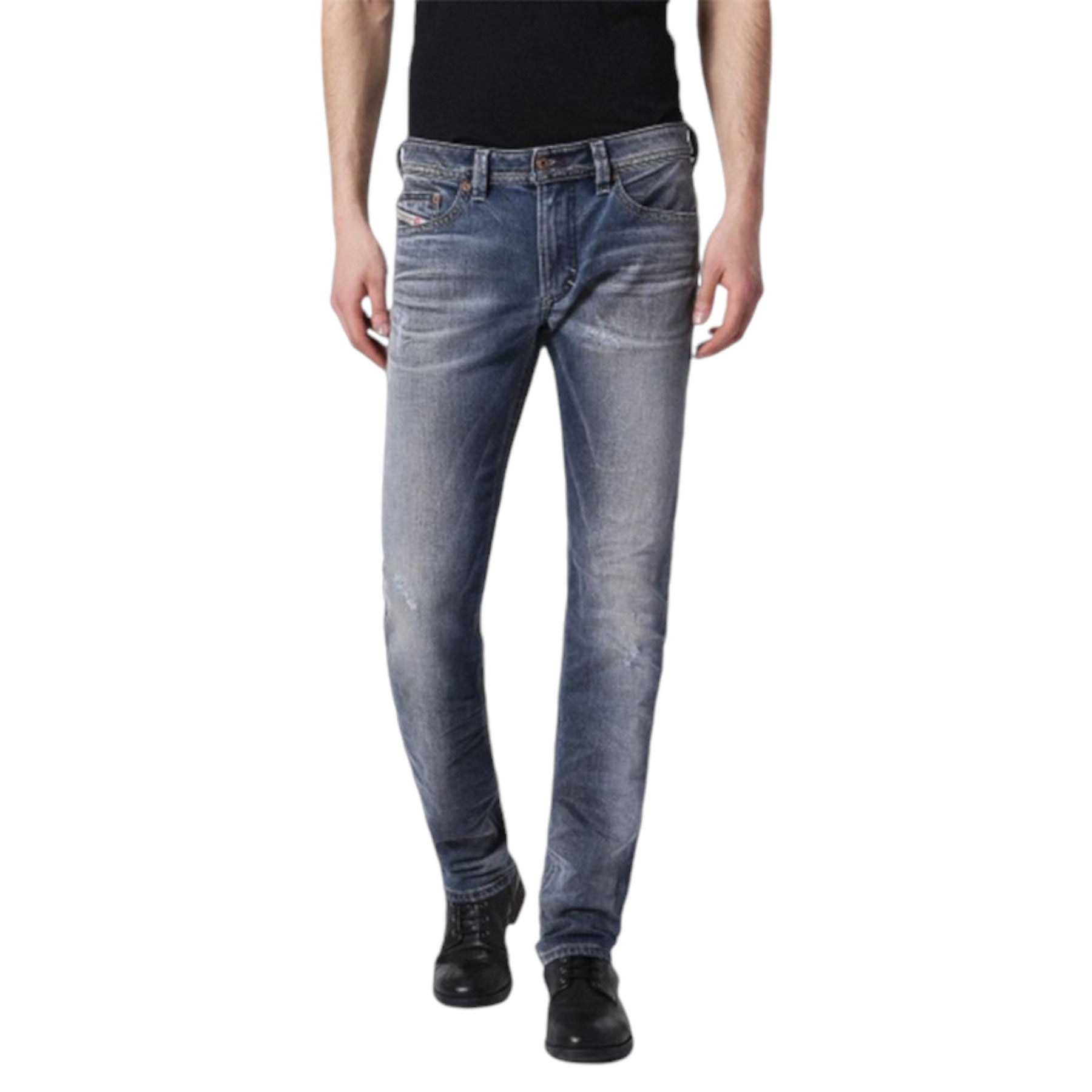 DIESEL THAVAR 084IK Mens Denim Jeans Distressed Lyocell Stretch Slim Fit Skinny