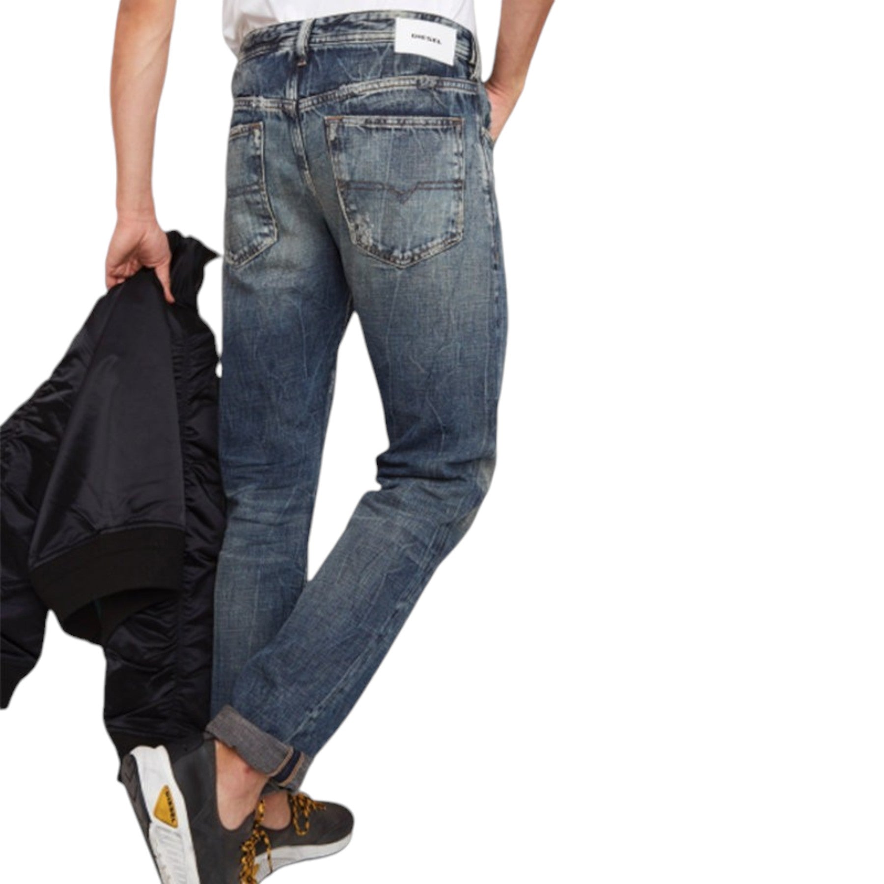 DIESEL BUSTER 084WN Mens Denim Jeans Distressed Regular Slim Tapered Italy