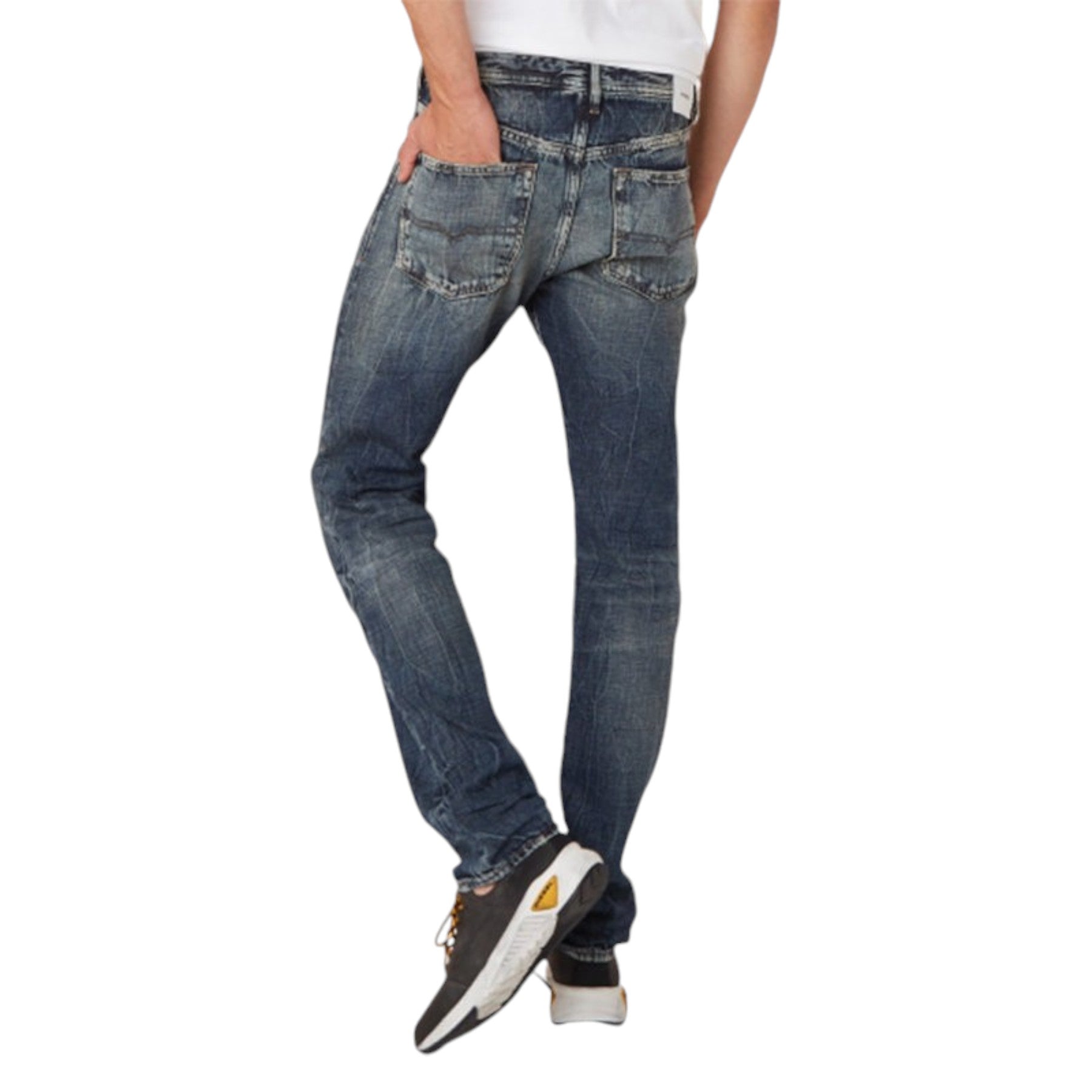 DIESEL BUSTER 084WN Mens Denim Jeans Distressed Regular Slim Tapered Italy