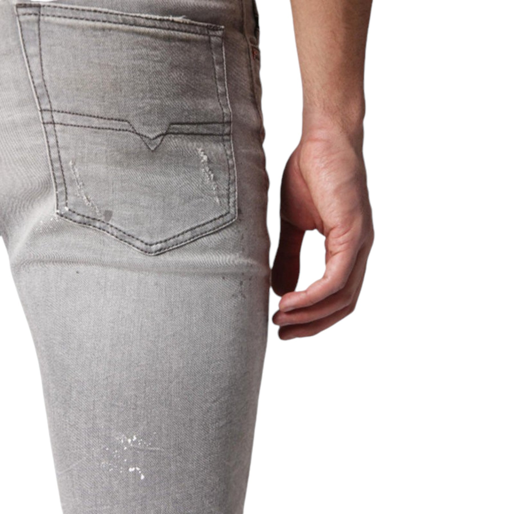 DIESEL BUSTER 0699J Mens Denim Jeans Stretch Regular Slim Tapered Light Grey