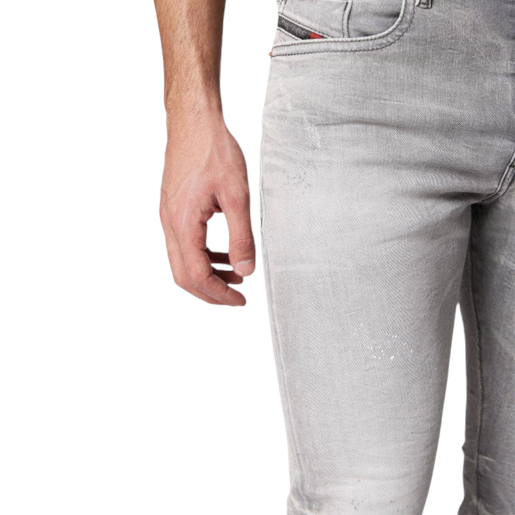 DIESEL BUSTER 0699J Mens Denim Jeans Stretch Regular Slim Tapered Light Grey