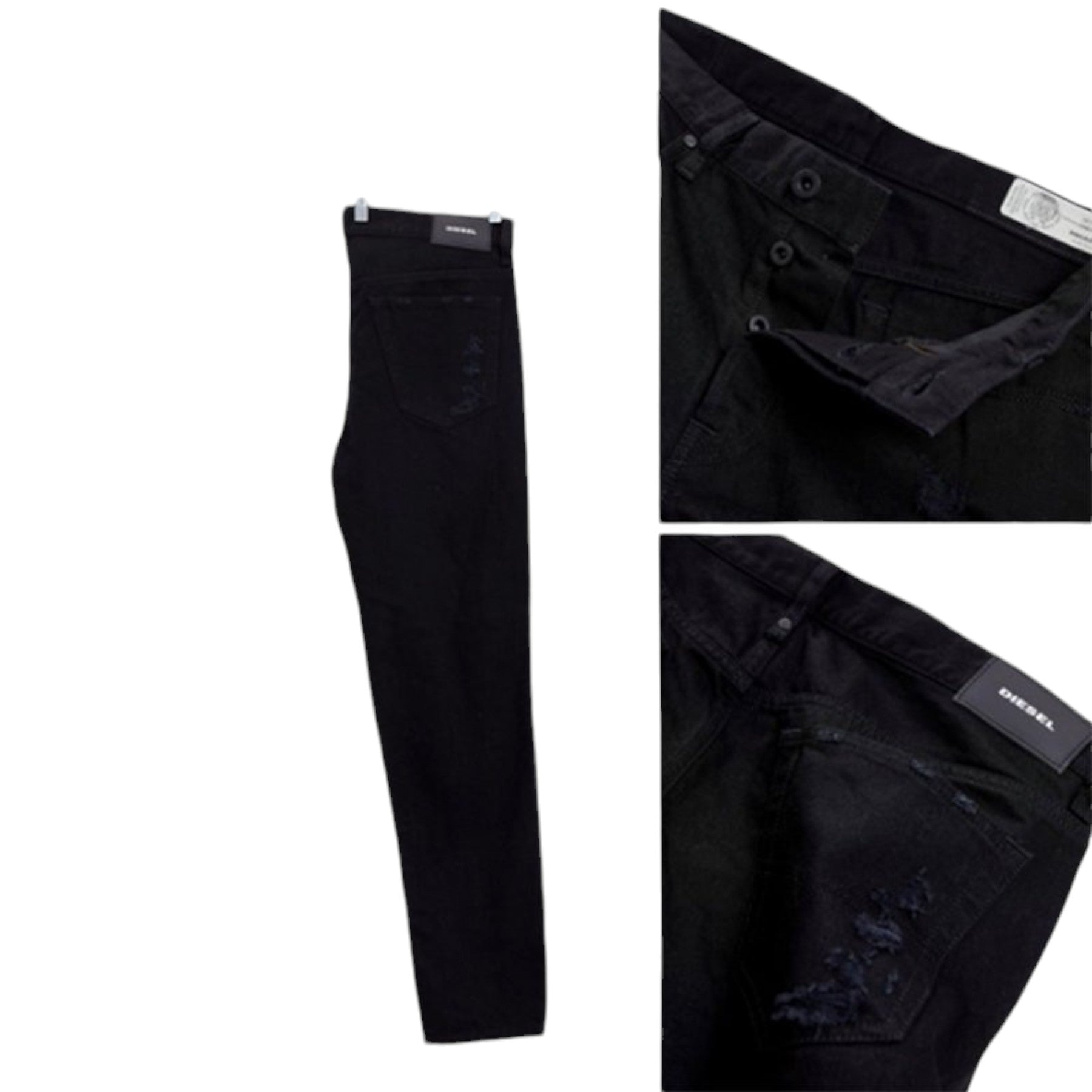 DIESEL MHARKY 084WR Mens Denim Jeans Ripped Slim Fit Skinny Black