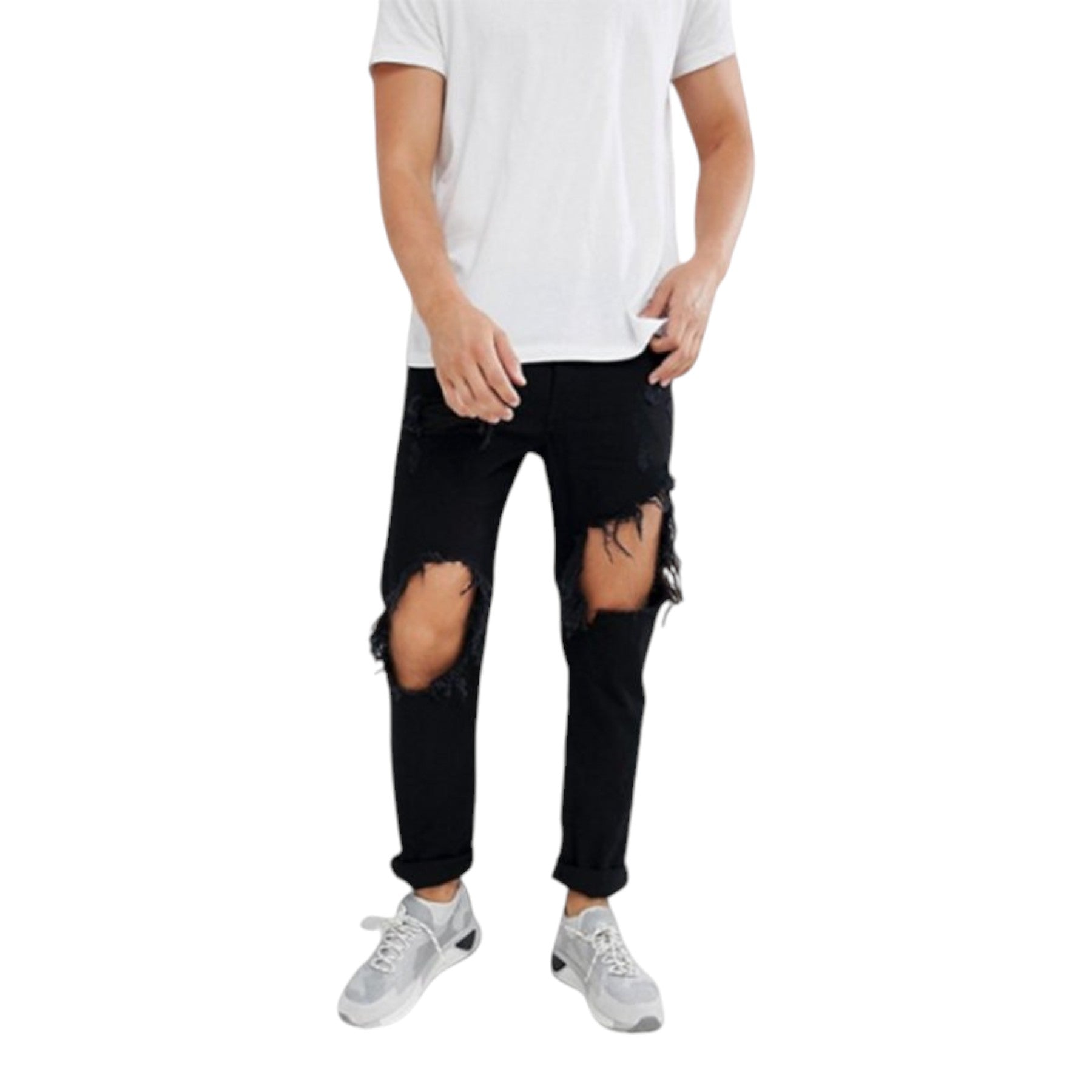 DIESEL MHARKY 084WR Mens Denim Jeans Ripped Slim Fit Skinny Black