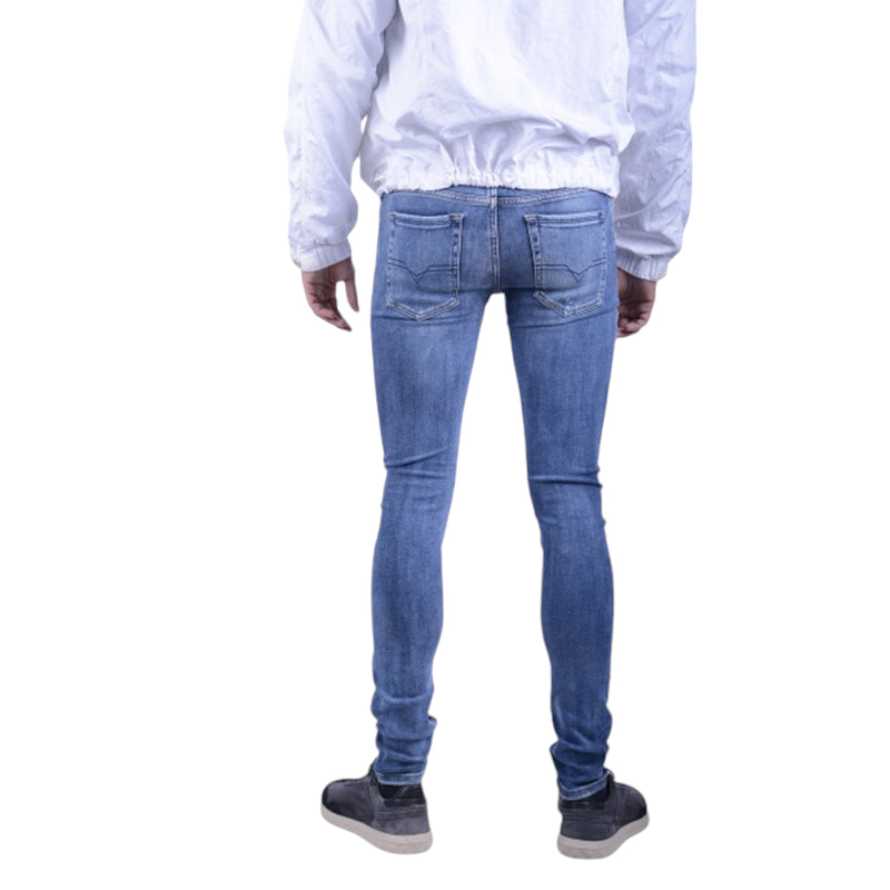 DIESEL TROXER R8IE4 Mens Denim Jeans Ripped Stretch Super Slim Skinny Button fly