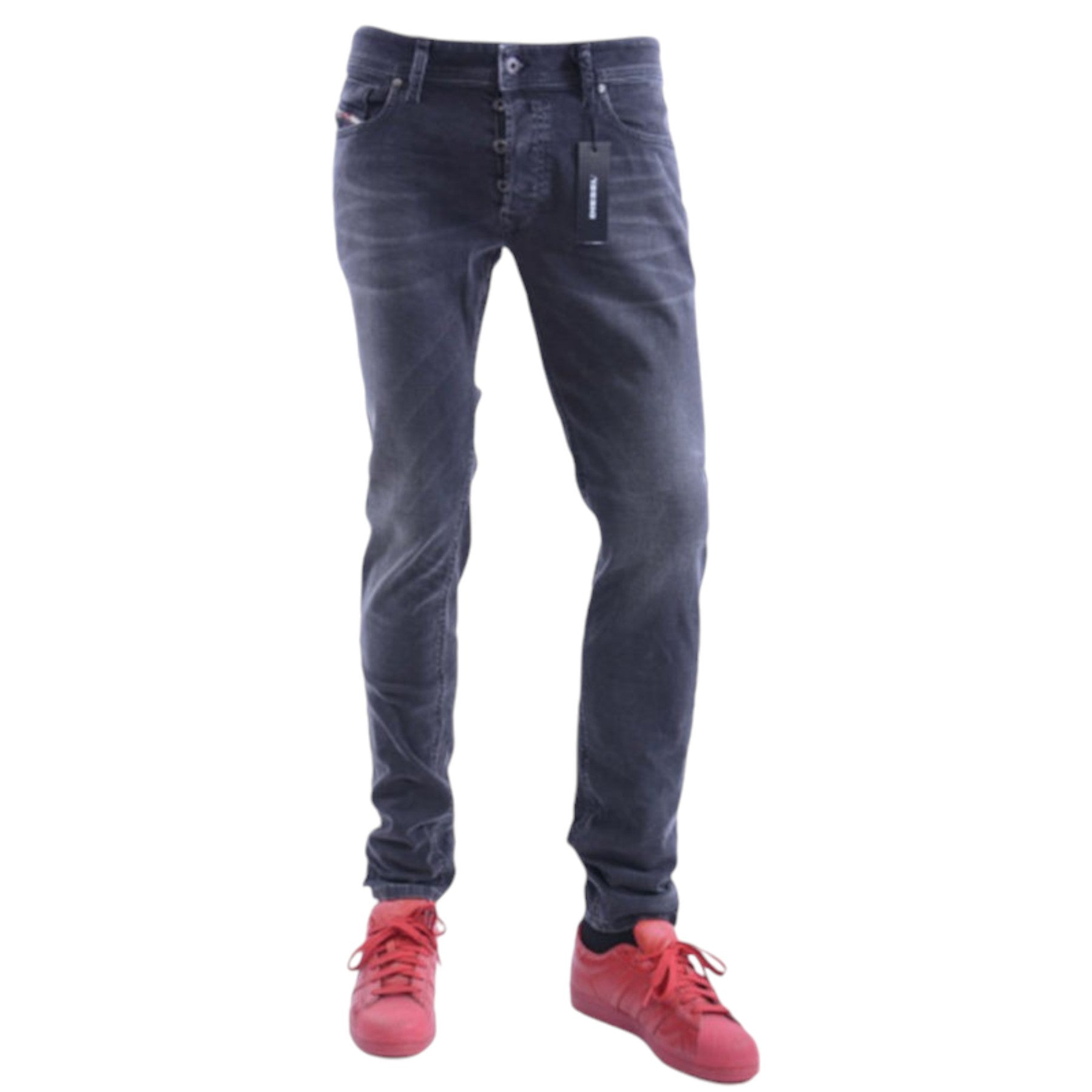 DIESEL TROXER R9F66 Mens Denim Jeans Cotton Stretch Slim Fit Skinny Dark Grey