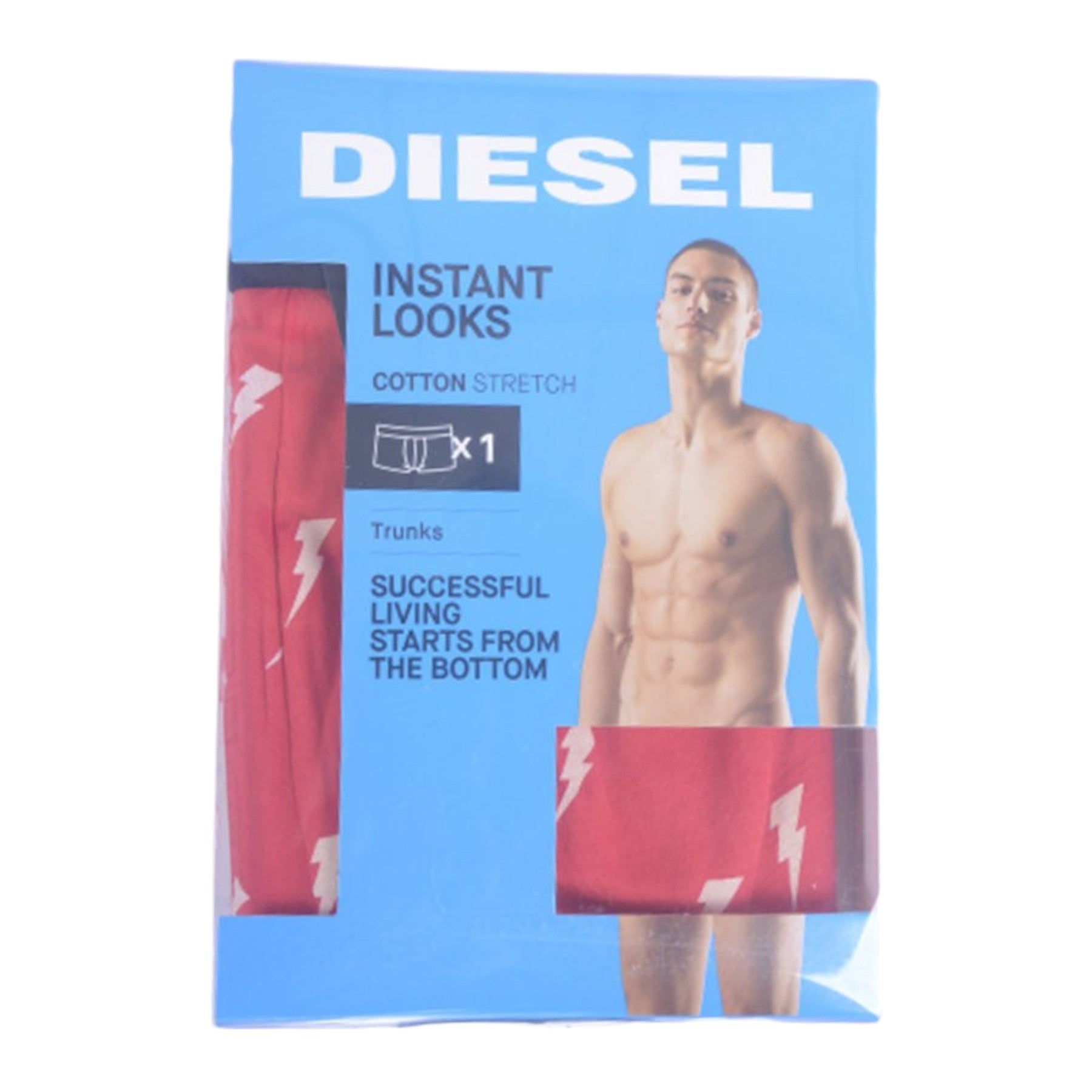 DIESEL UMBX SHAWN SEASONAL Mens Boxer Trunk Shorts Single Pack Underwear Red