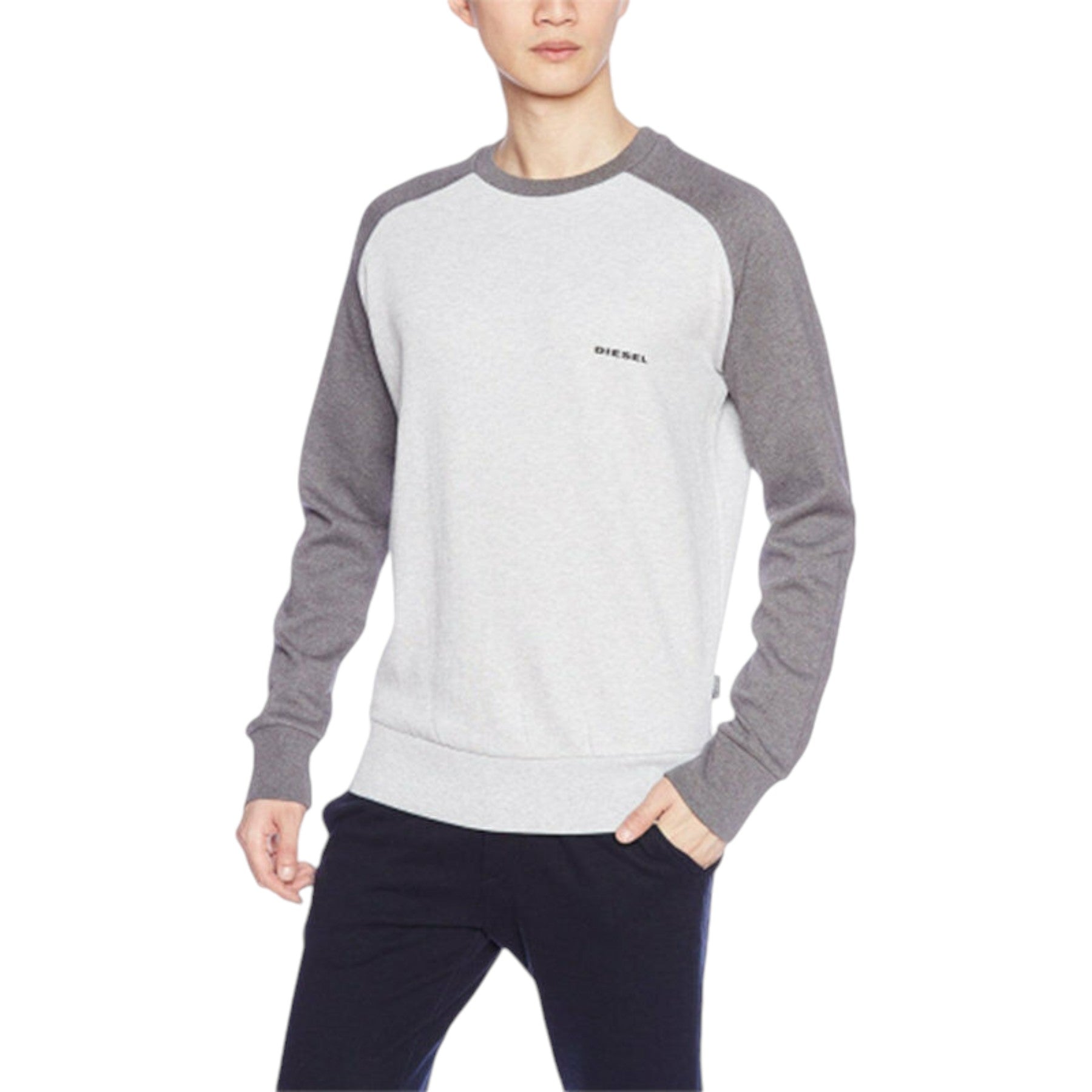 DIESEL UMLT CASEY Mens Sweatshirt Long Sleeve Pullover Jumper Lounge Wear Grey