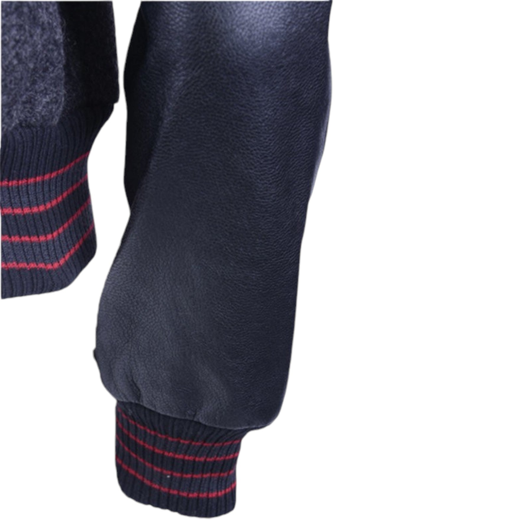 DIESEL L CREW Womens Varsity Jacket Black Leather Long Sleeve Baseball Coat