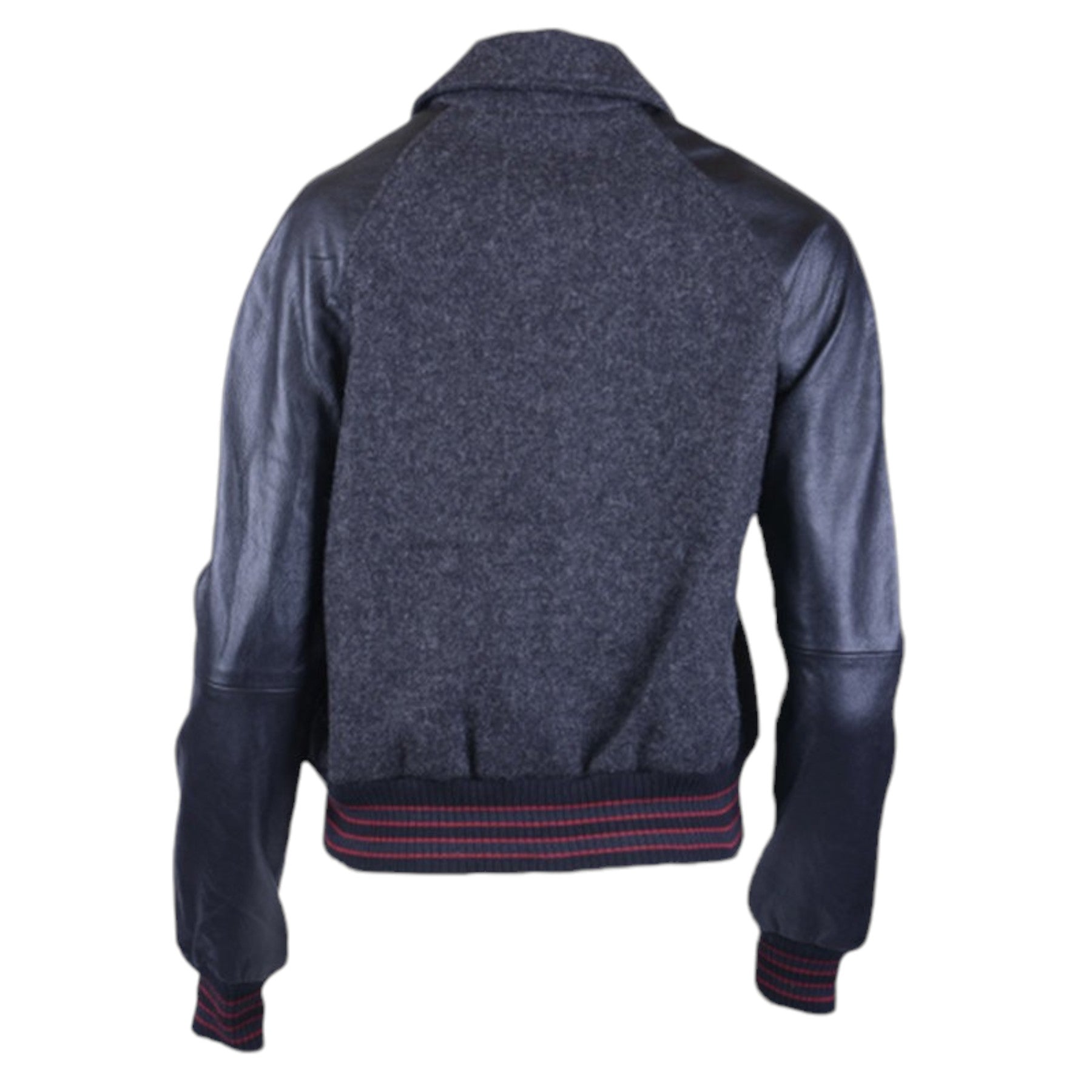 DIESEL L CREW Womens Varsity Jacket Black Leather Long Sleeve Baseball Coat