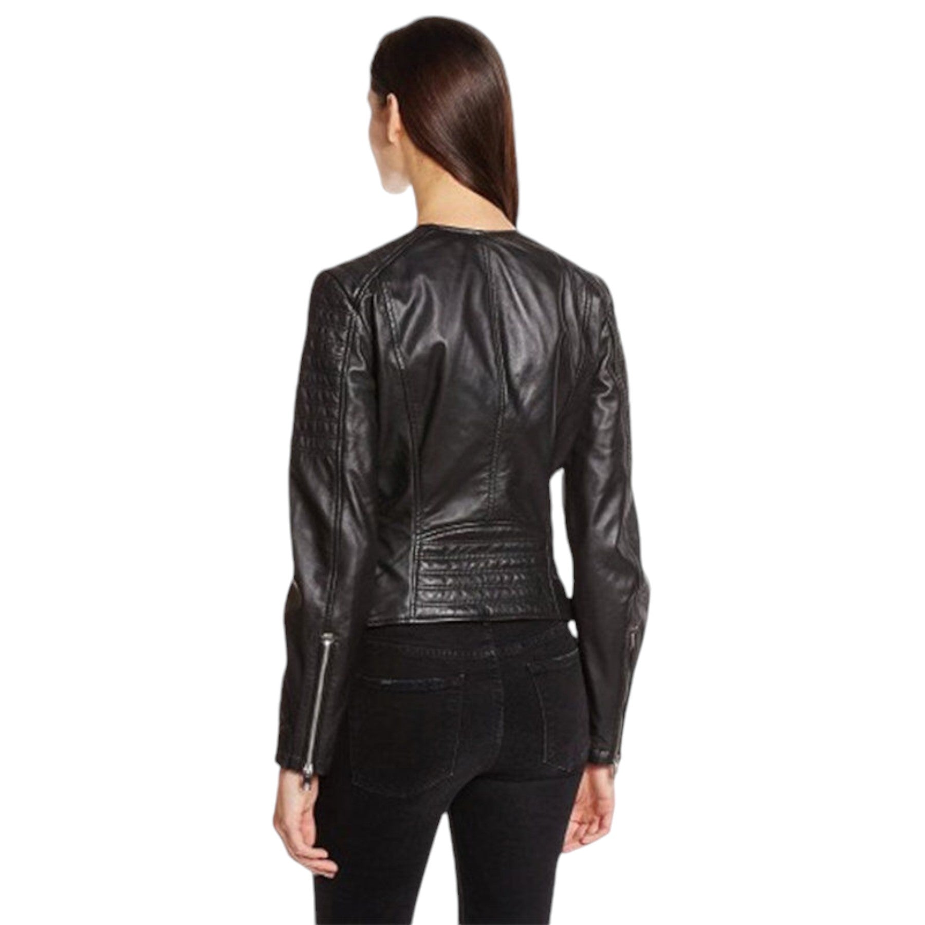 DIESEL L MADE Womens Biker Jacket Black Leather Long Sleeve Ladies Zip Up Coat