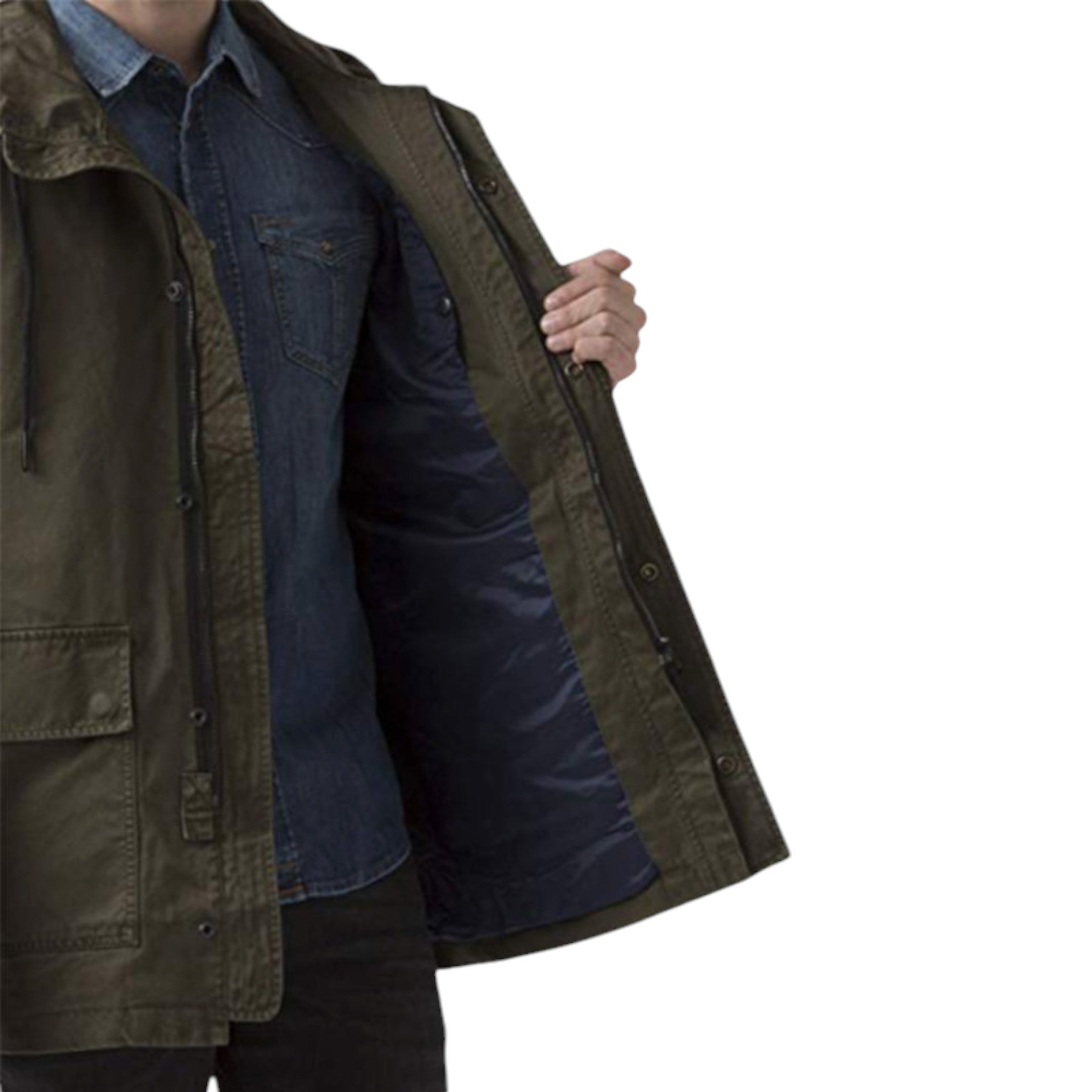 DIESEL J MINAS Mens Parka Jacket Hooded Olive Flip Pockets Casual Outwear Coat