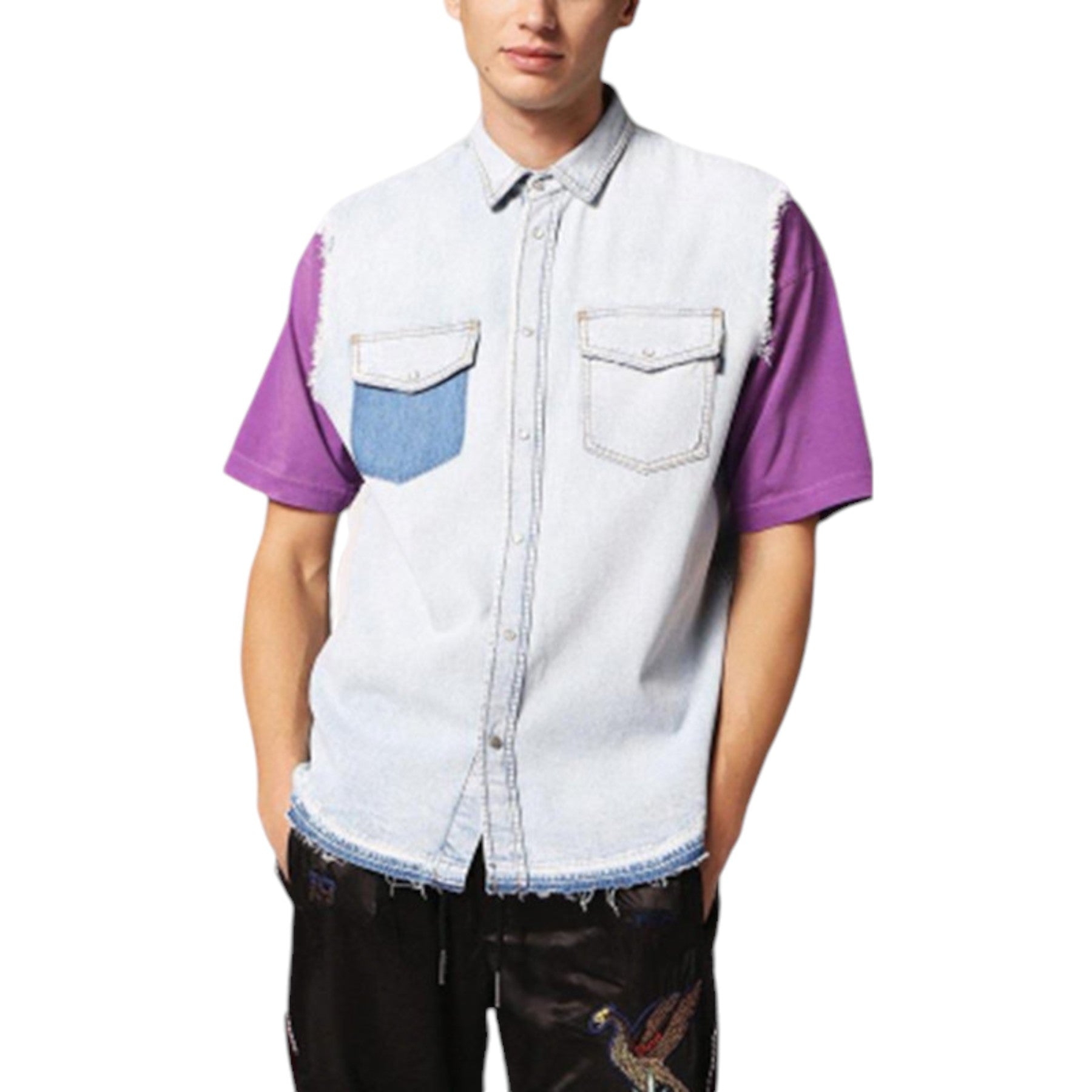 DIESEL D PAULY Mens Denim Shirts Sleeveless Casual Vintage Blue Summer Outwear