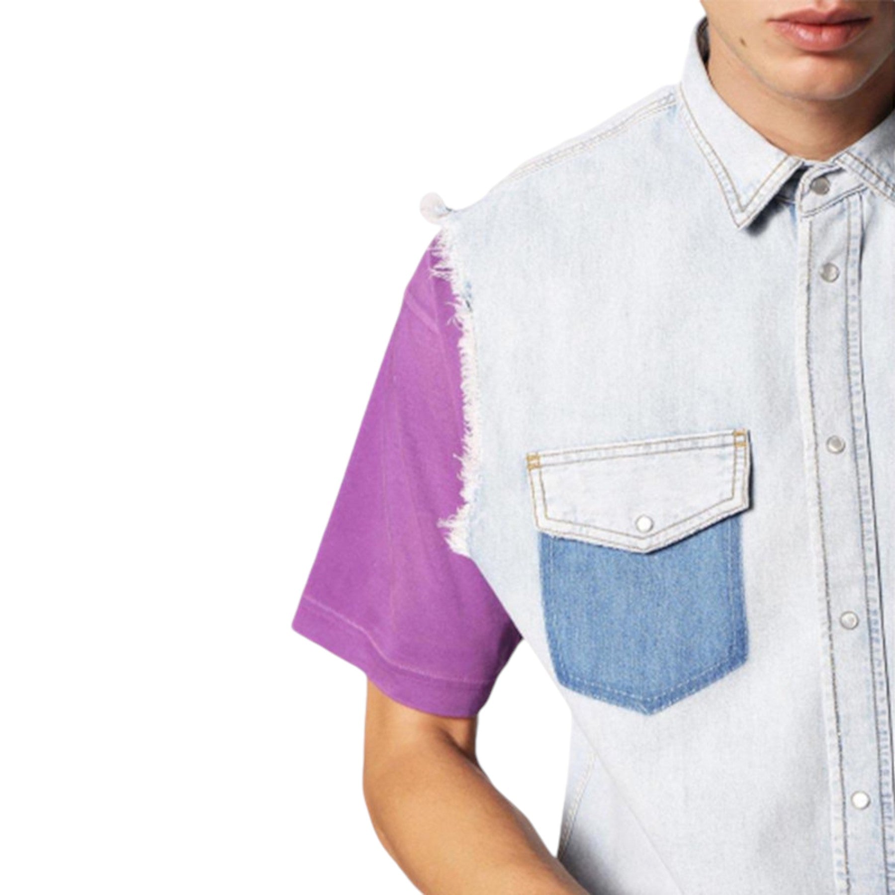 DIESEL D PAULY Mens Denim Shirts Sleeveless Casual Vintage Blue Summer Outwear